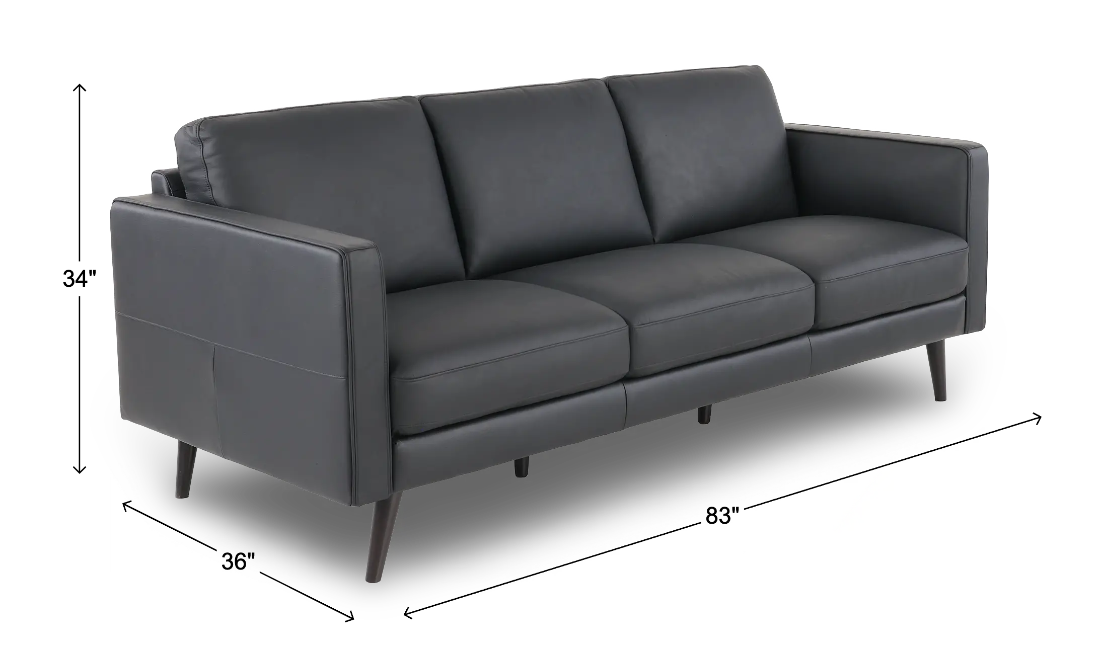 C092-064/A0D5 Destrezza Black Leather Sofa-3