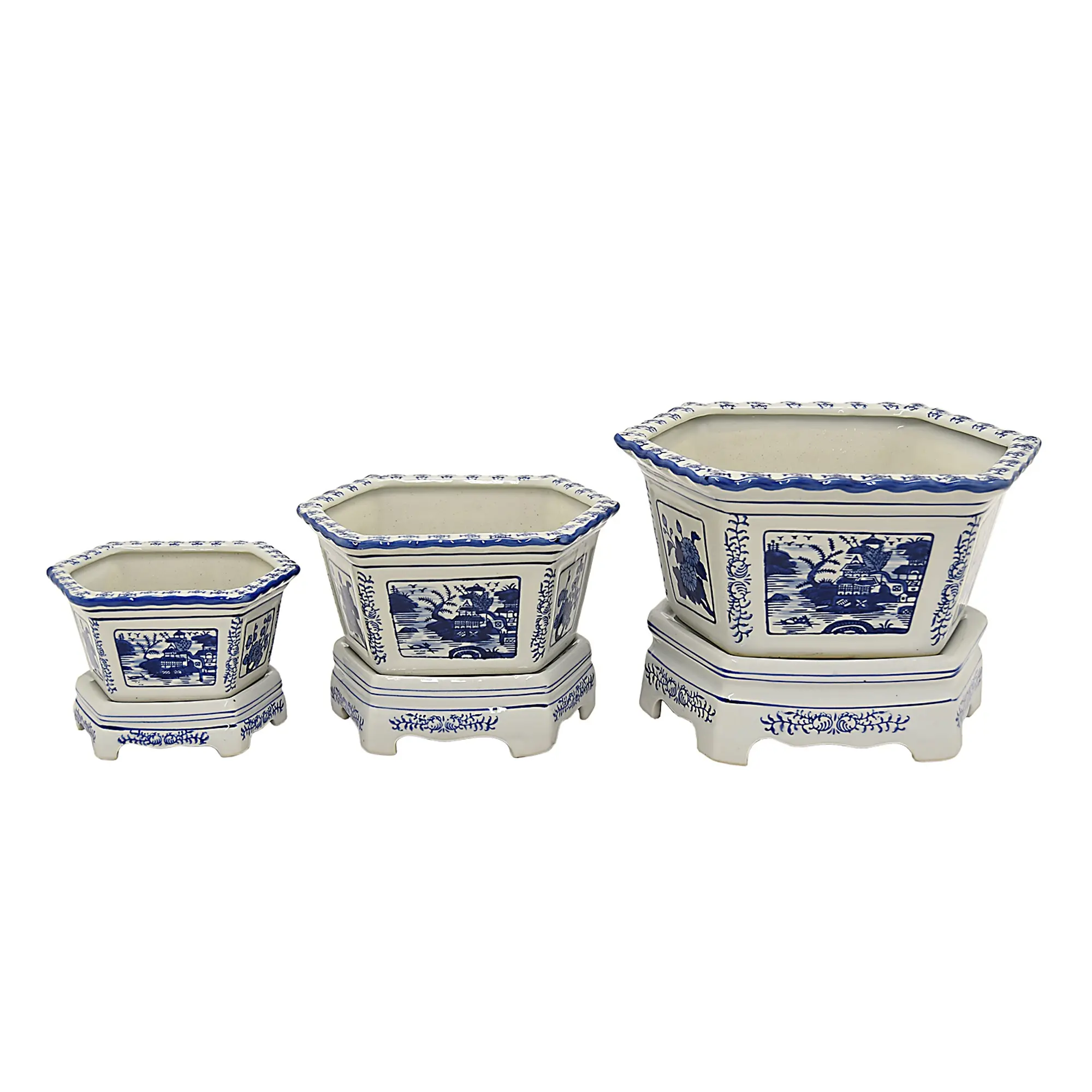 Large Blue and White Planter-1