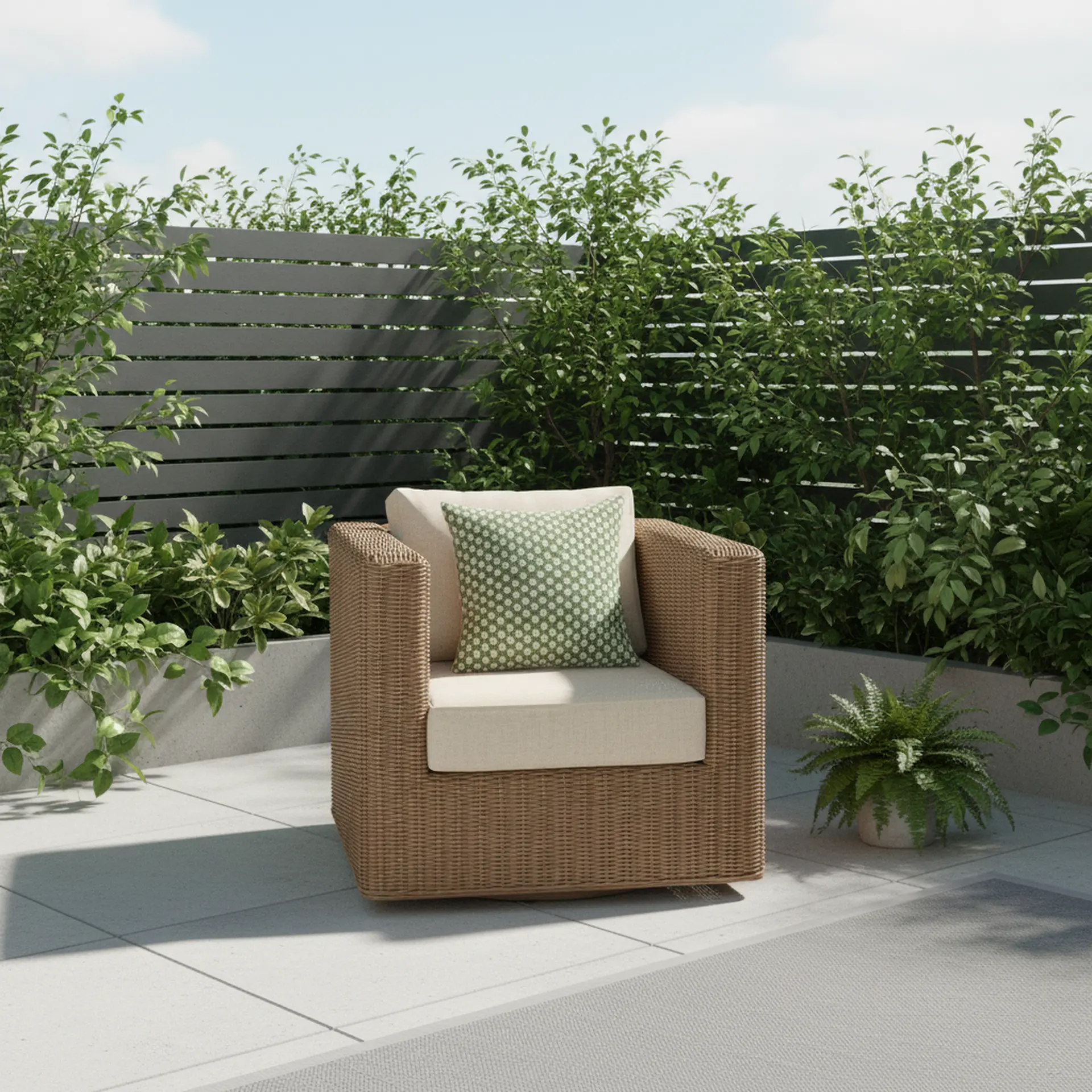 Huntington Beige Patio Swivel Lounge Chair-2
