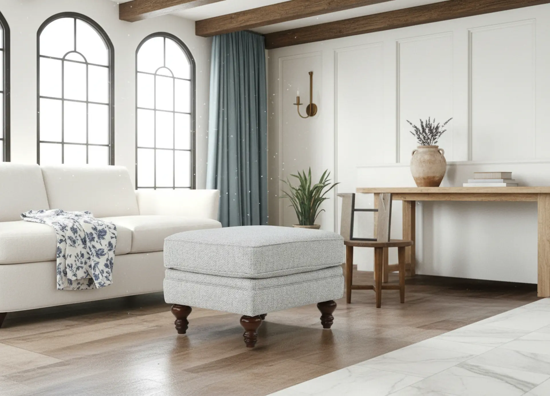 Drayton Gray Ottoman-2