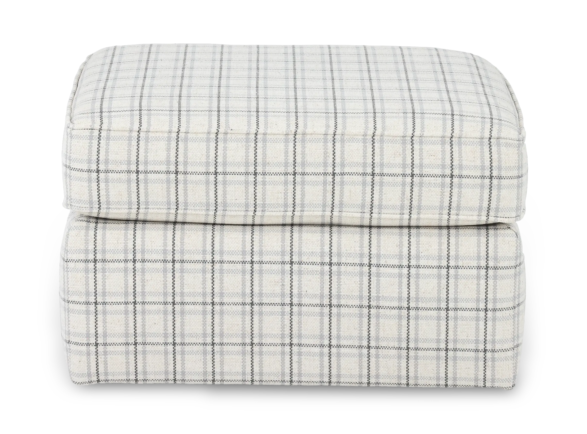 Nessa Off-White Plaid Ottoman-1