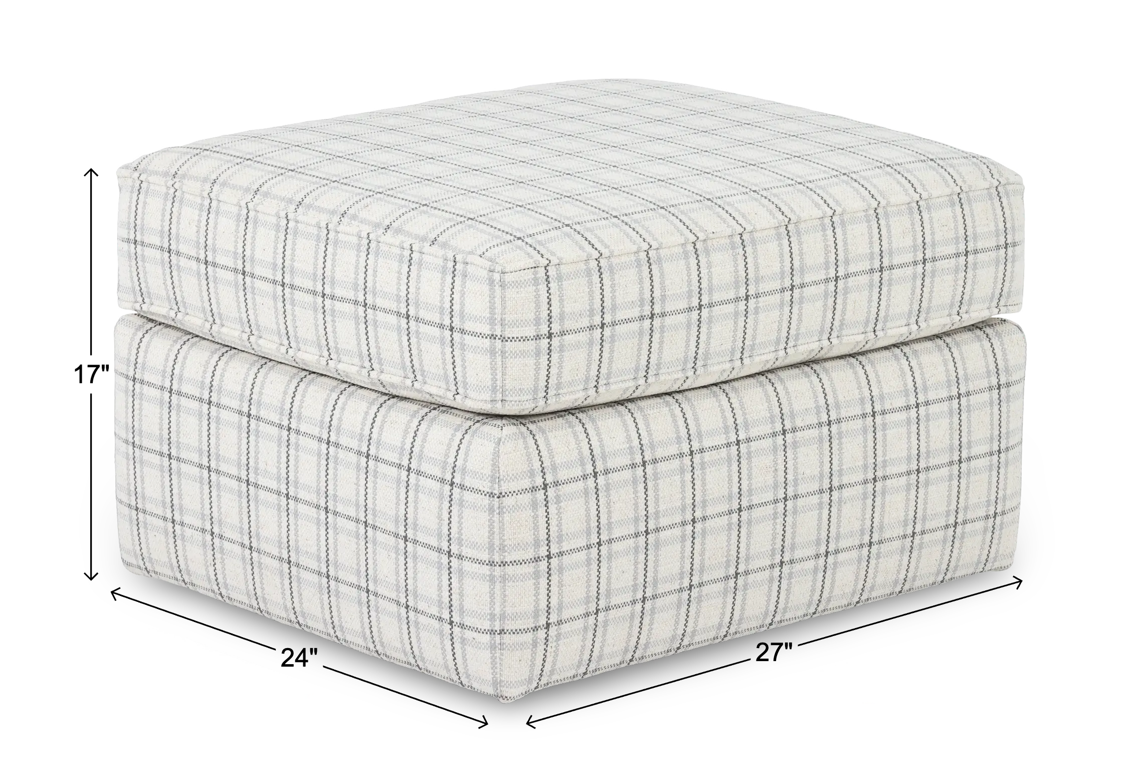 Nessa Off-White Plaid Ottoman-3