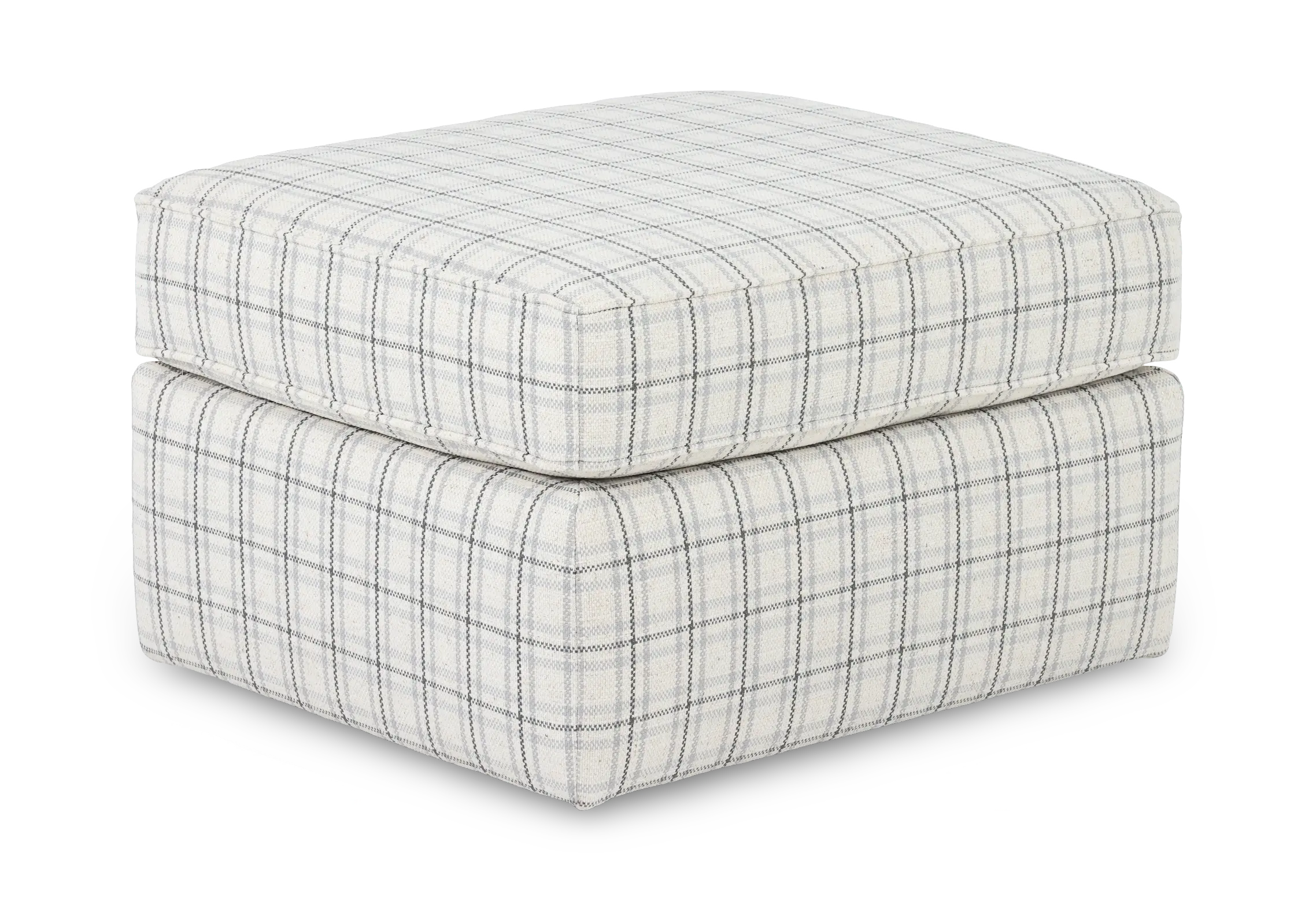 Nessa Off-White Plaid Ottoman-4