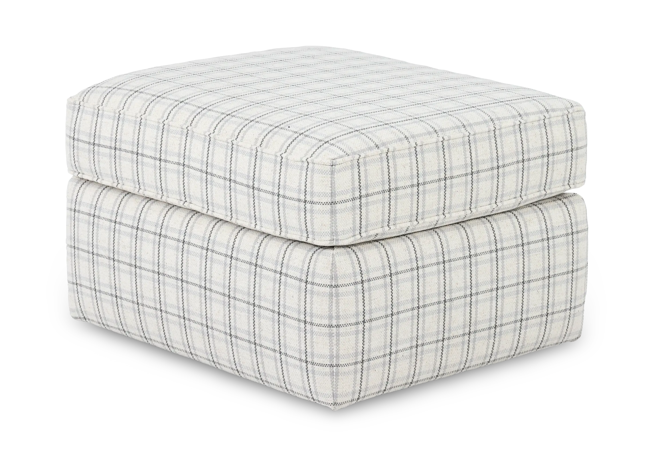 Nessa Off-White Plaid Ottoman-5