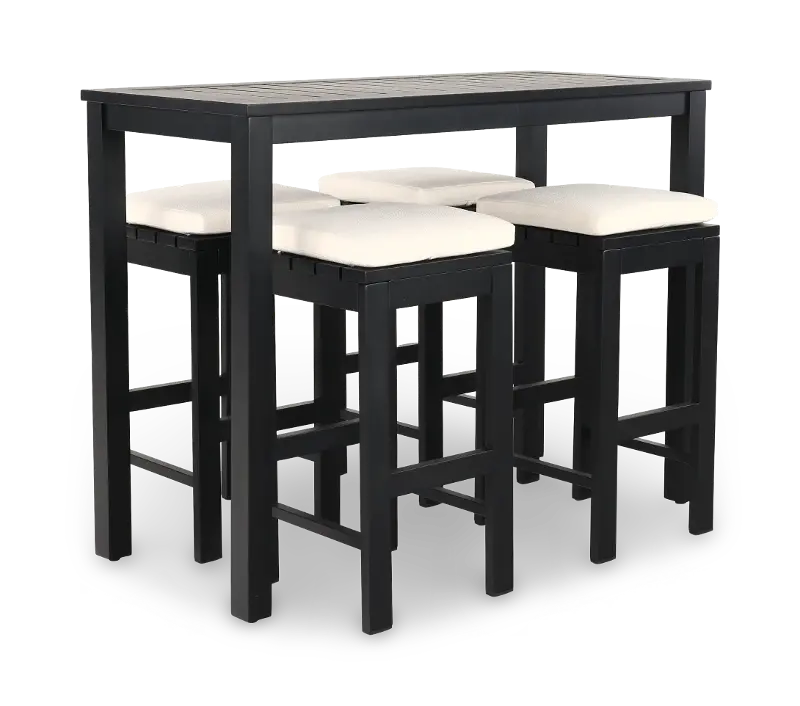 Newport Black 5 Piece Patio Bar and Stool Set
