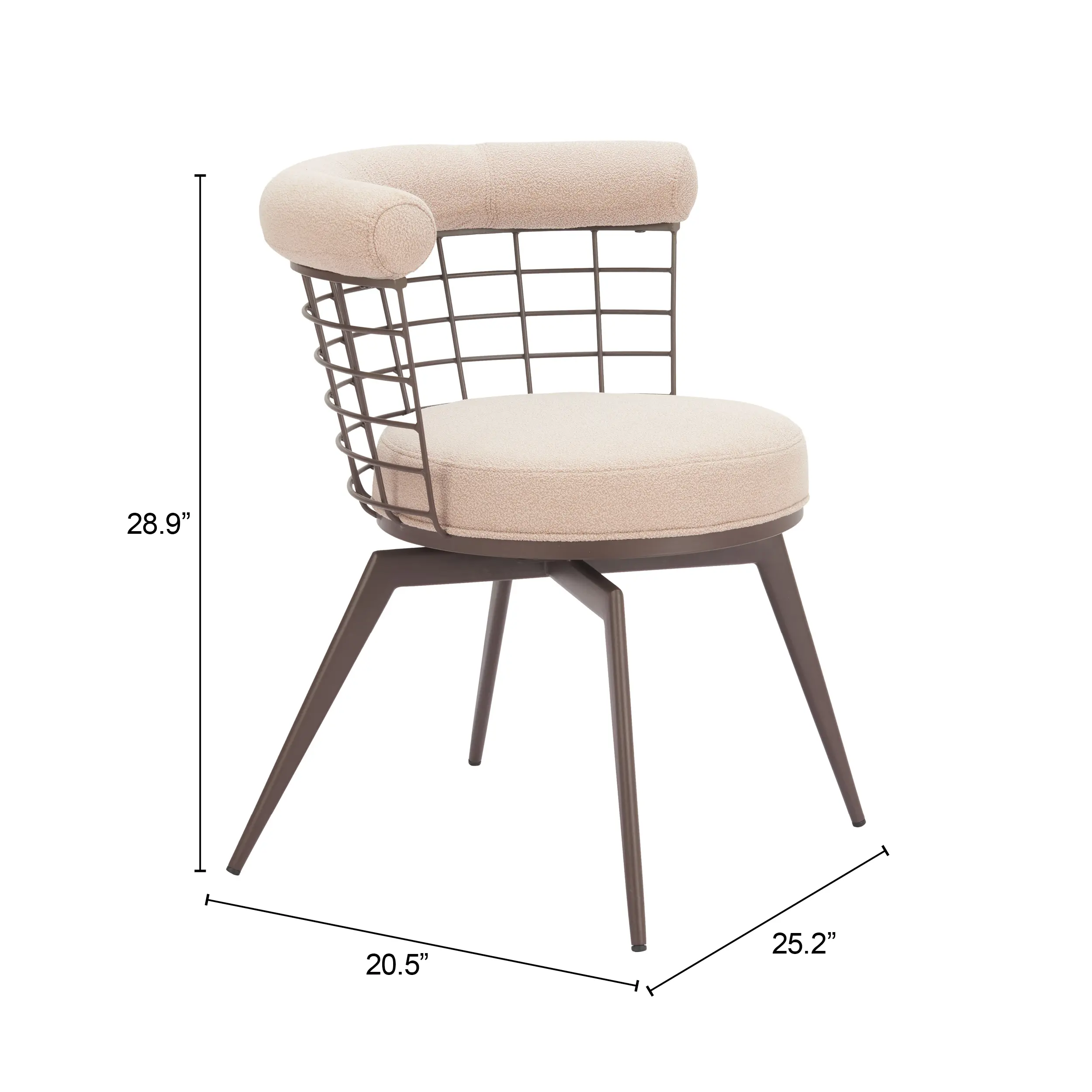 Saku Beige & Brown Swivel Dining Chair-3
