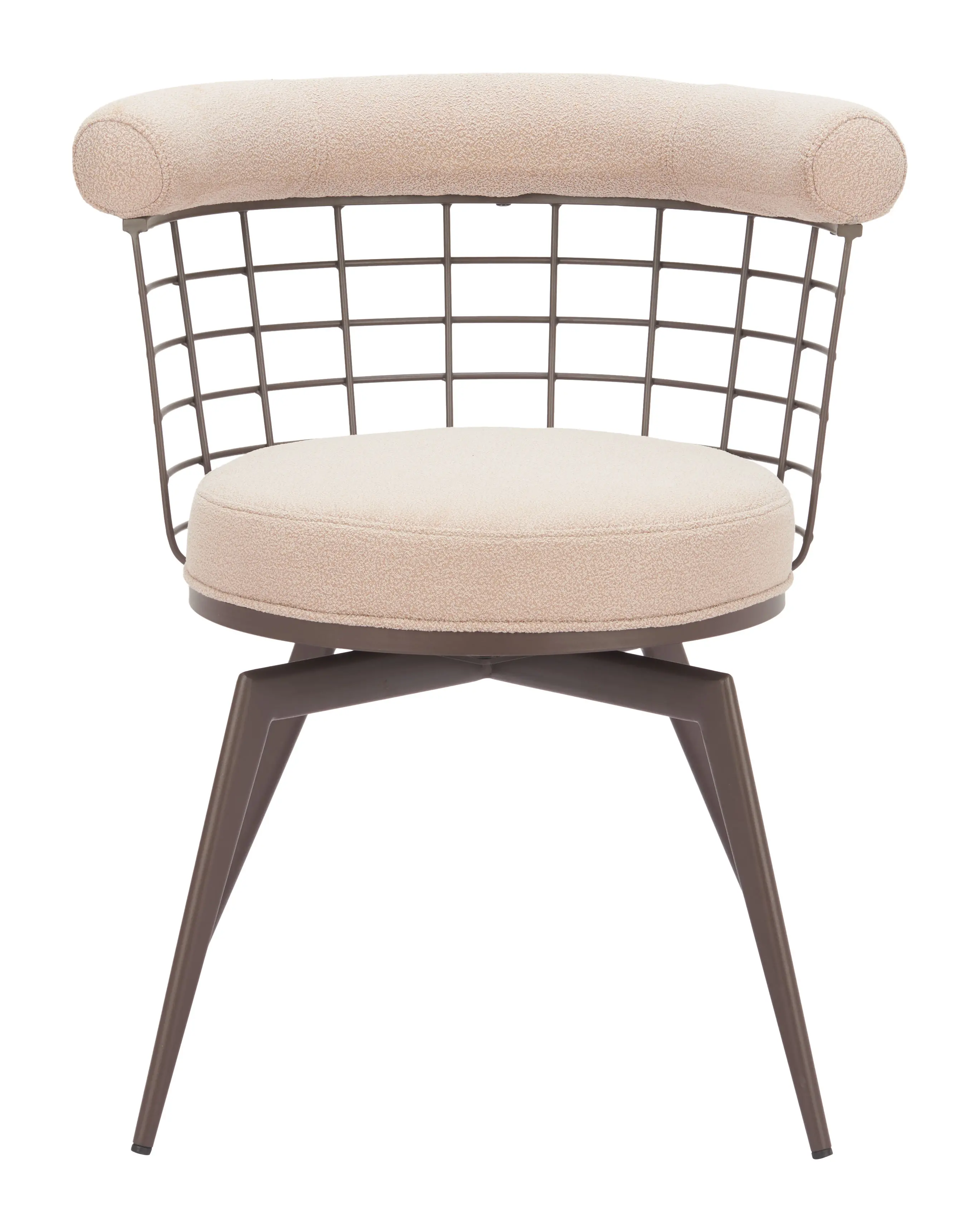 Saku Beige & Brown Swivel Dining Chair-4