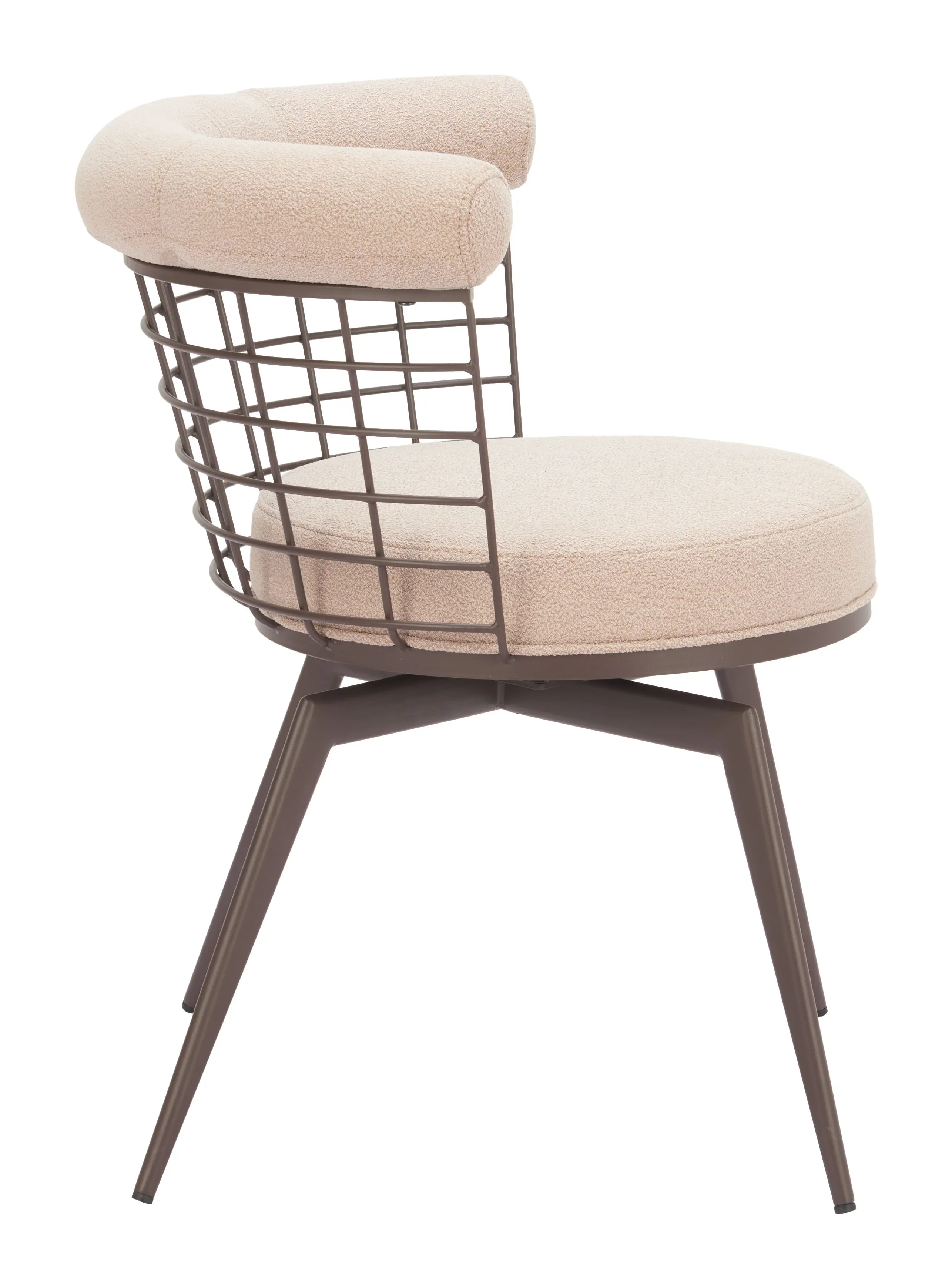 Saku Beige & Brown Swivel Dining Chair-5