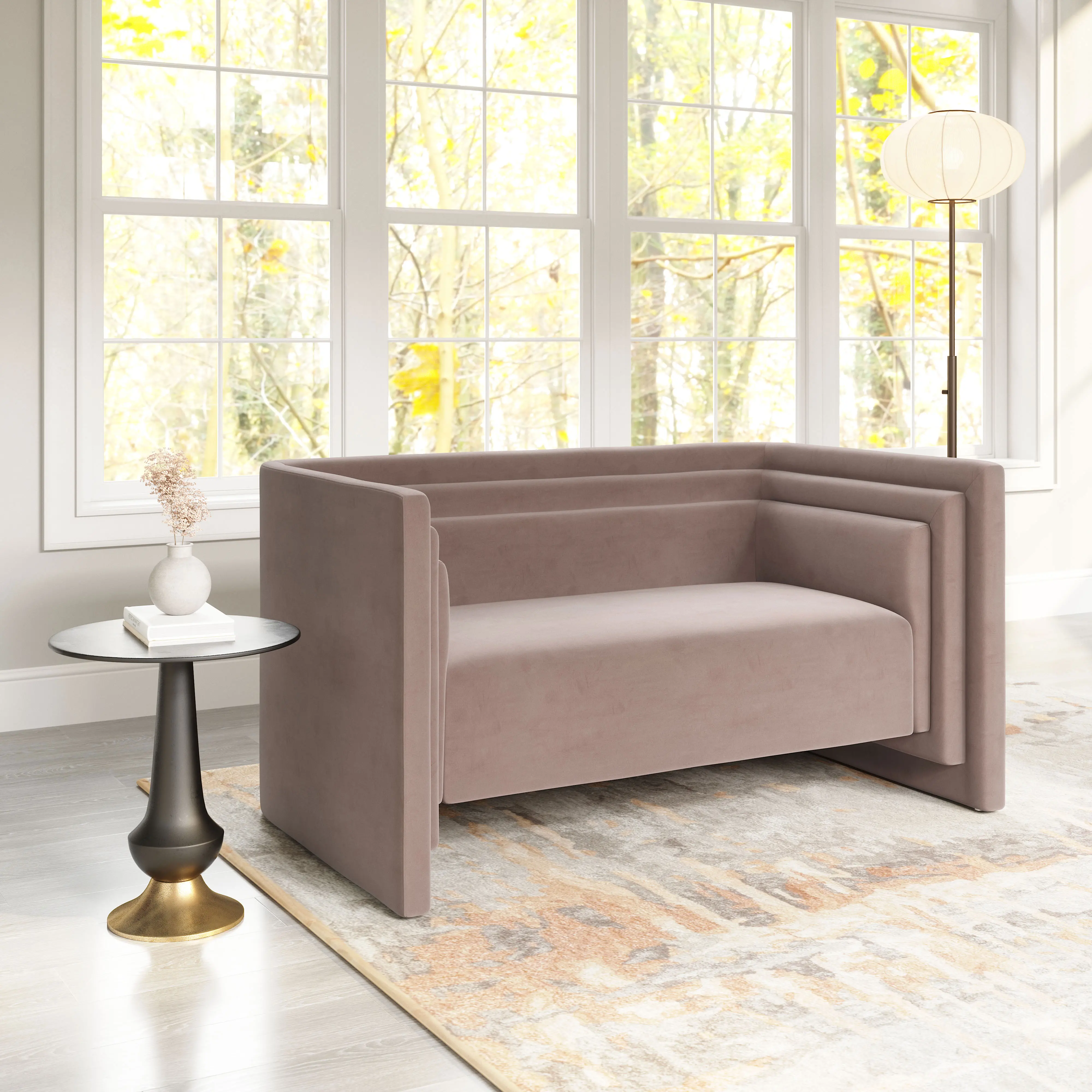 Lucie Taupe Velvet Loveseat-2