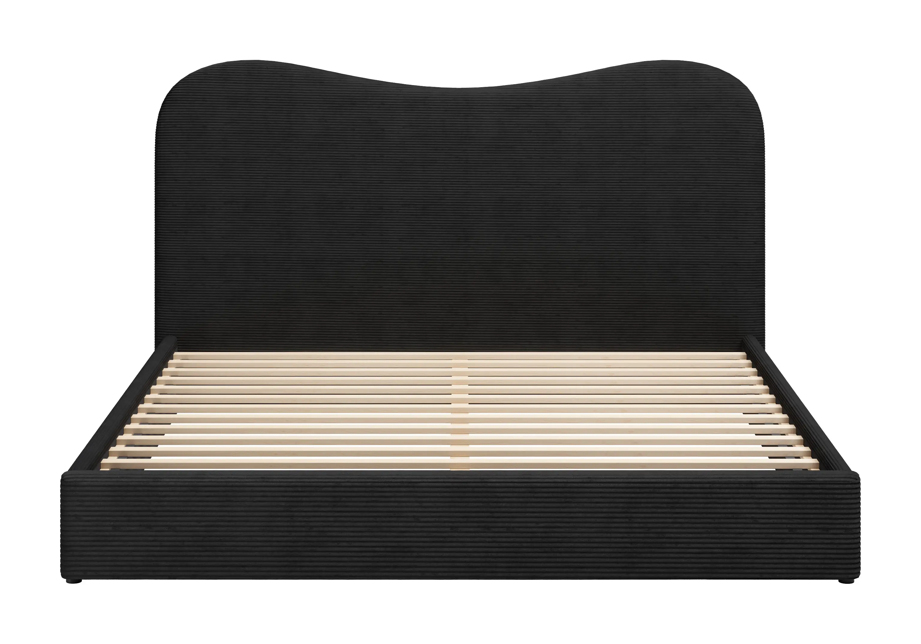 Selene Black Wave Upholstered King Bed-2