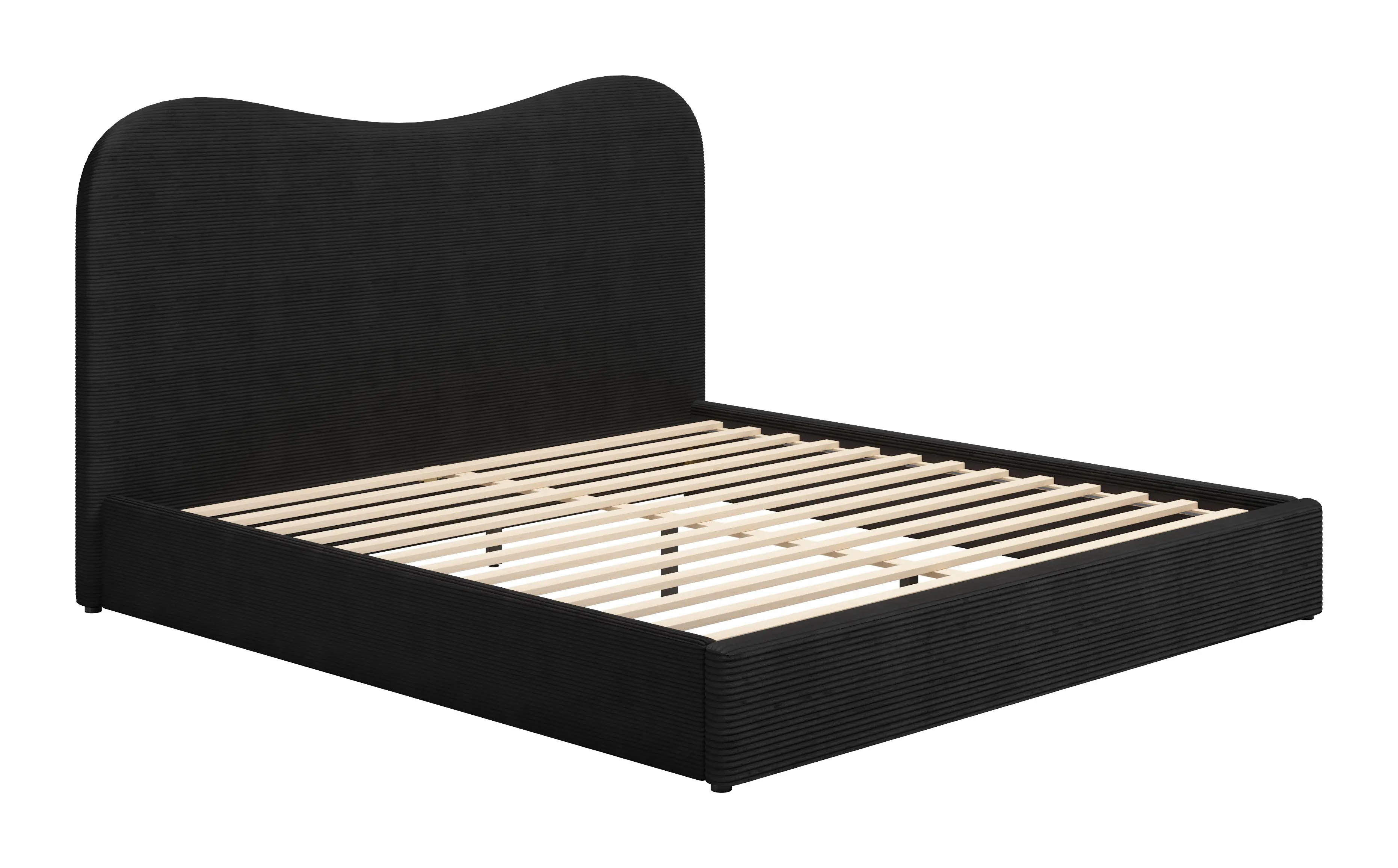 Selene Black Wave Upholstered King Bed-3