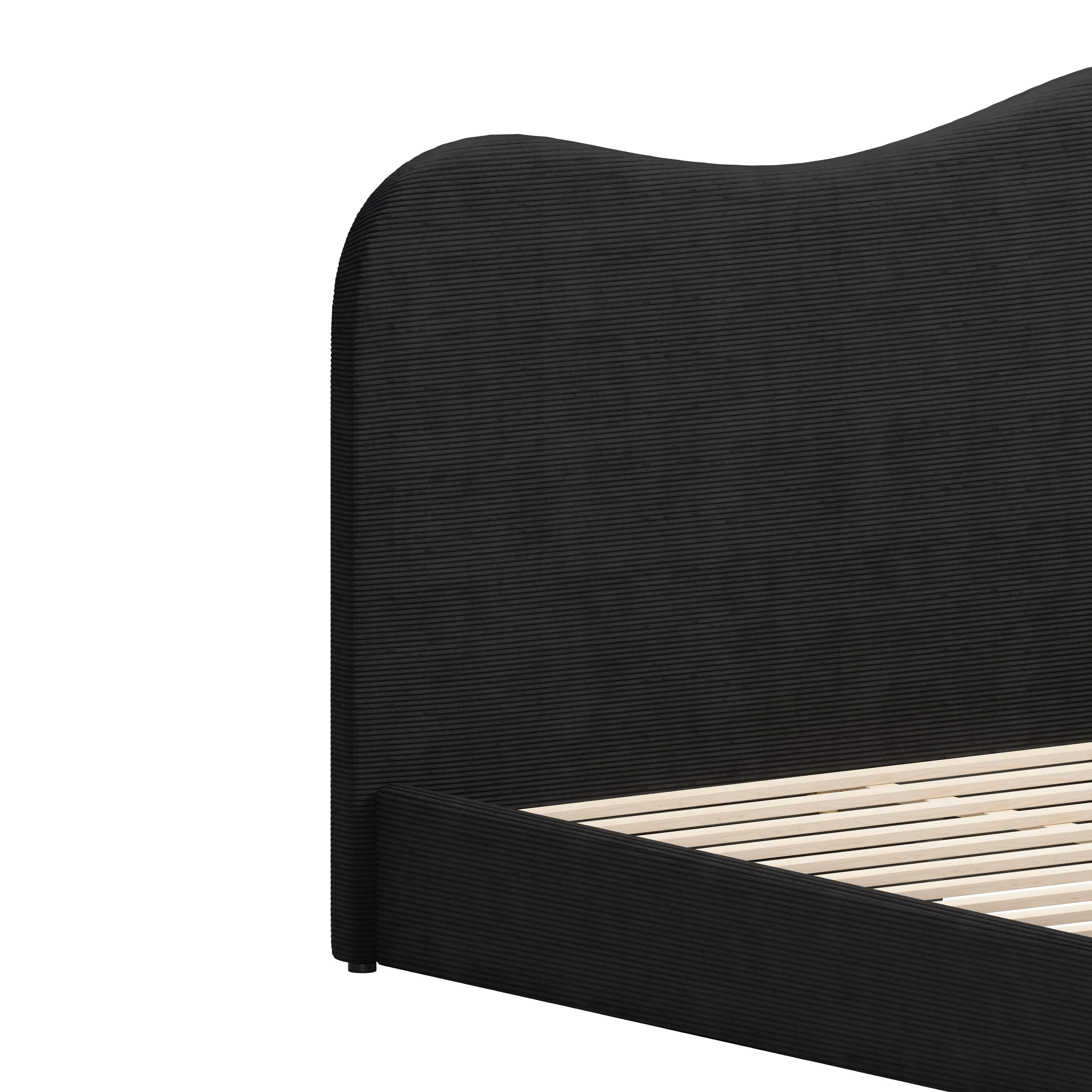 Selene Black Wave Upholstered King Bed-5