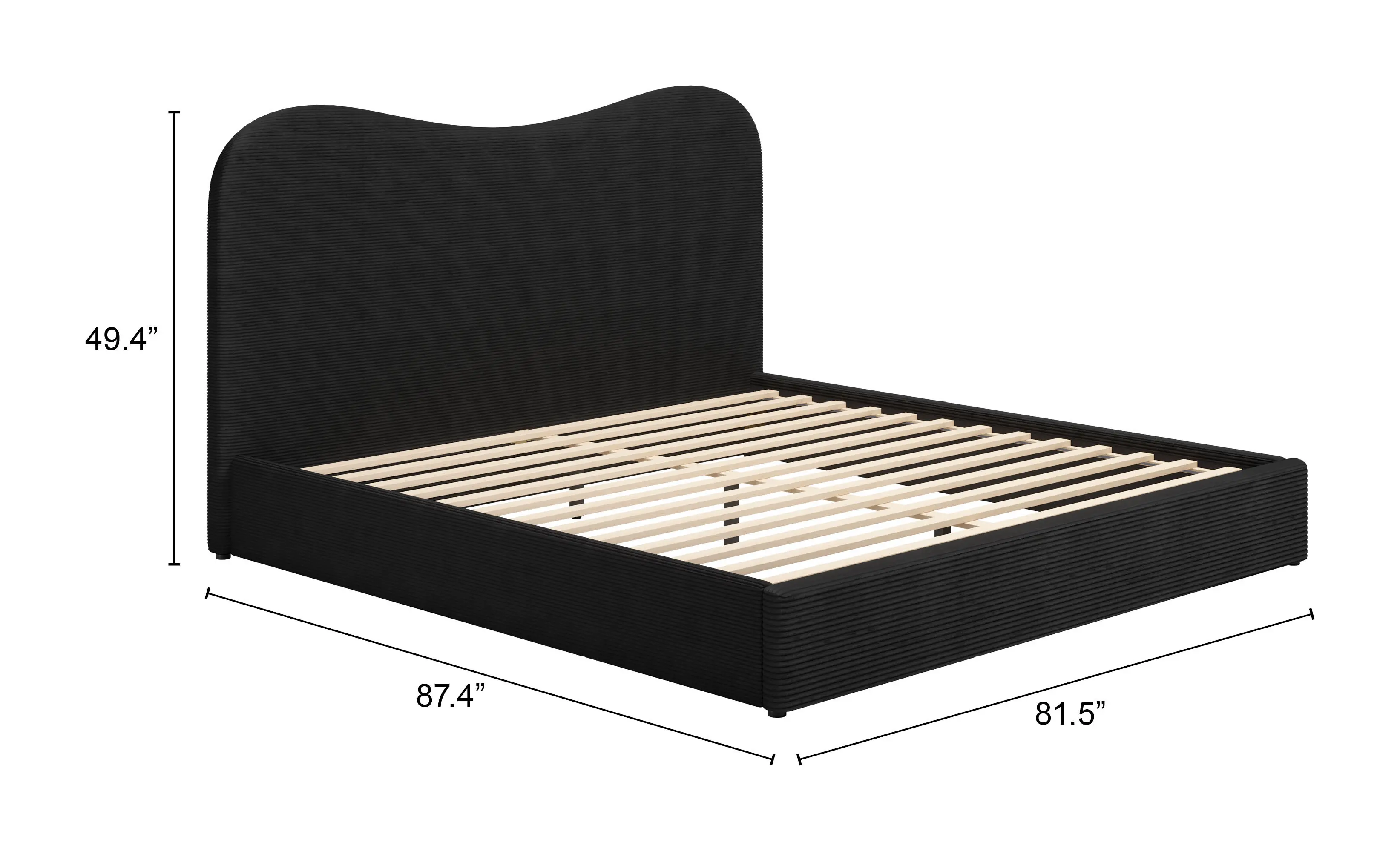 Selene Black Wave Upholstered King Bed-6