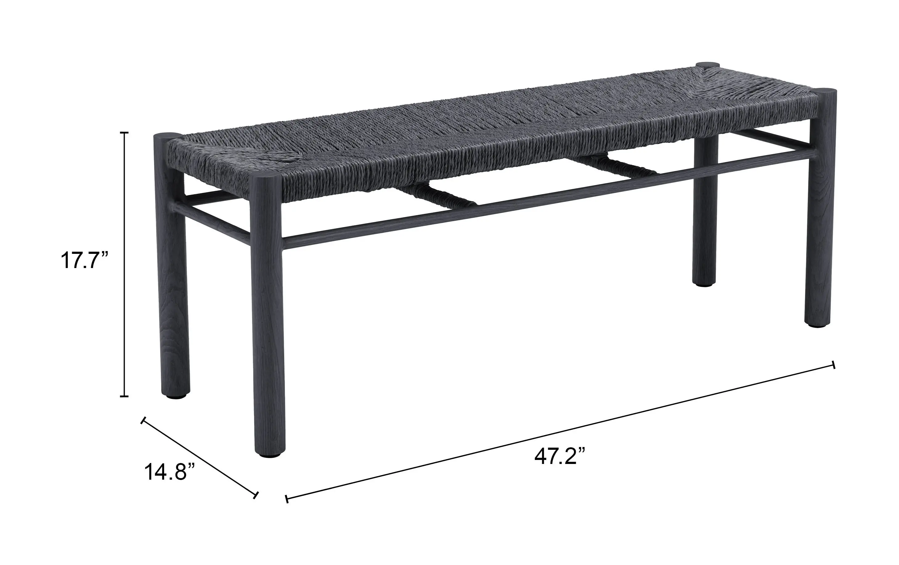 Iska Outdoor Black Woven Bench-5