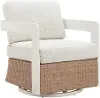 Gelo White and Brown Patio Swivel Chair