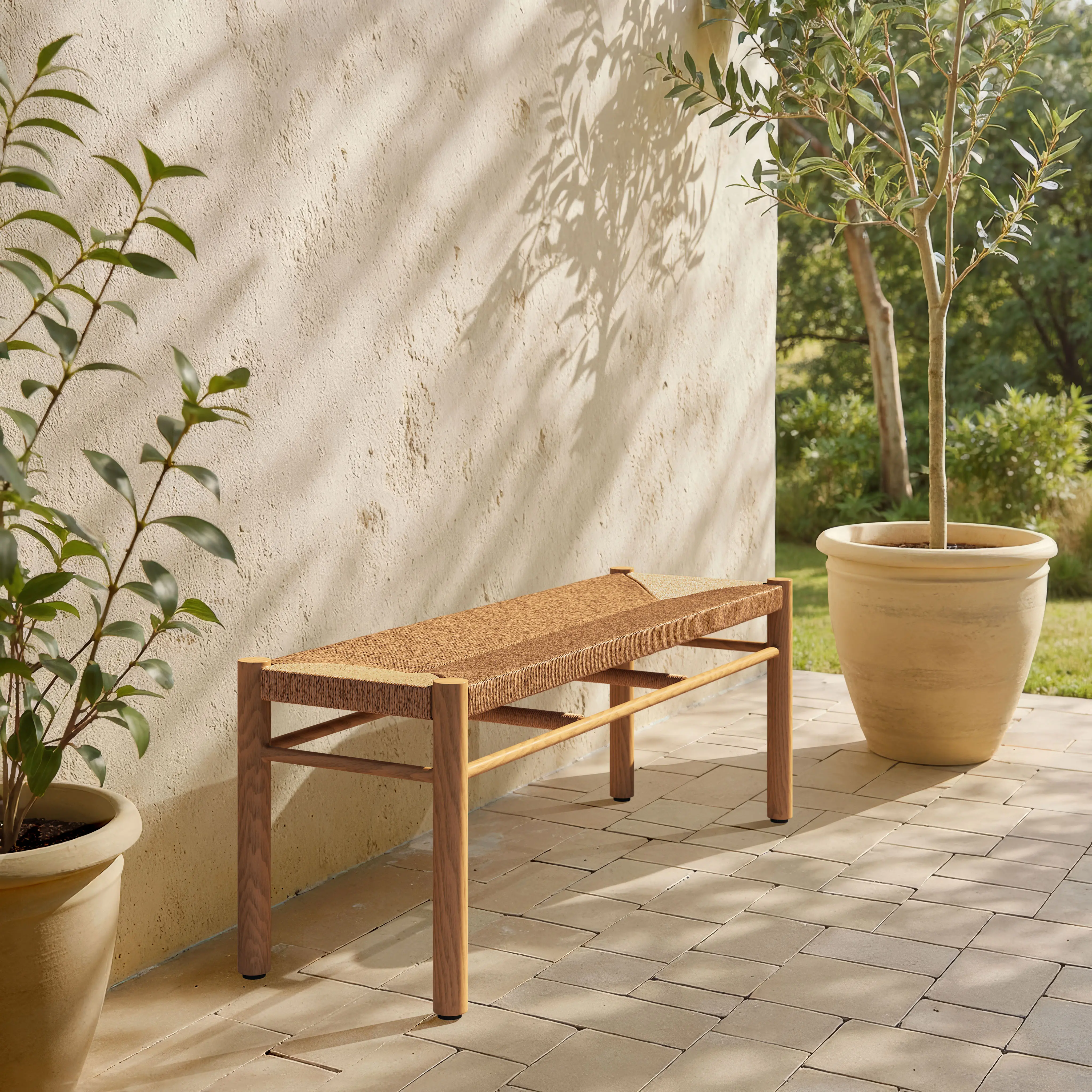 Iska Natural Patio Bench-2