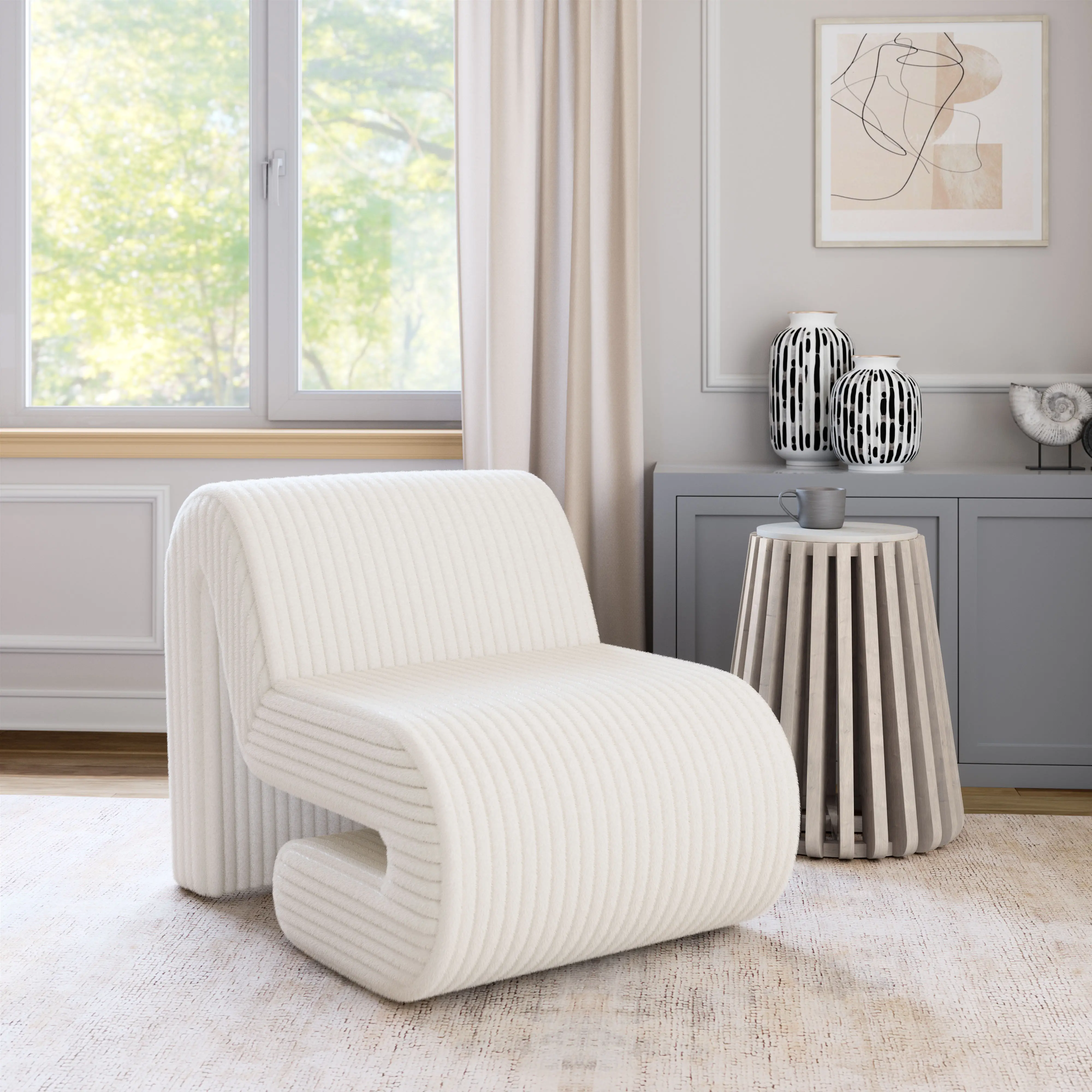 Opam White Accent Chair-2