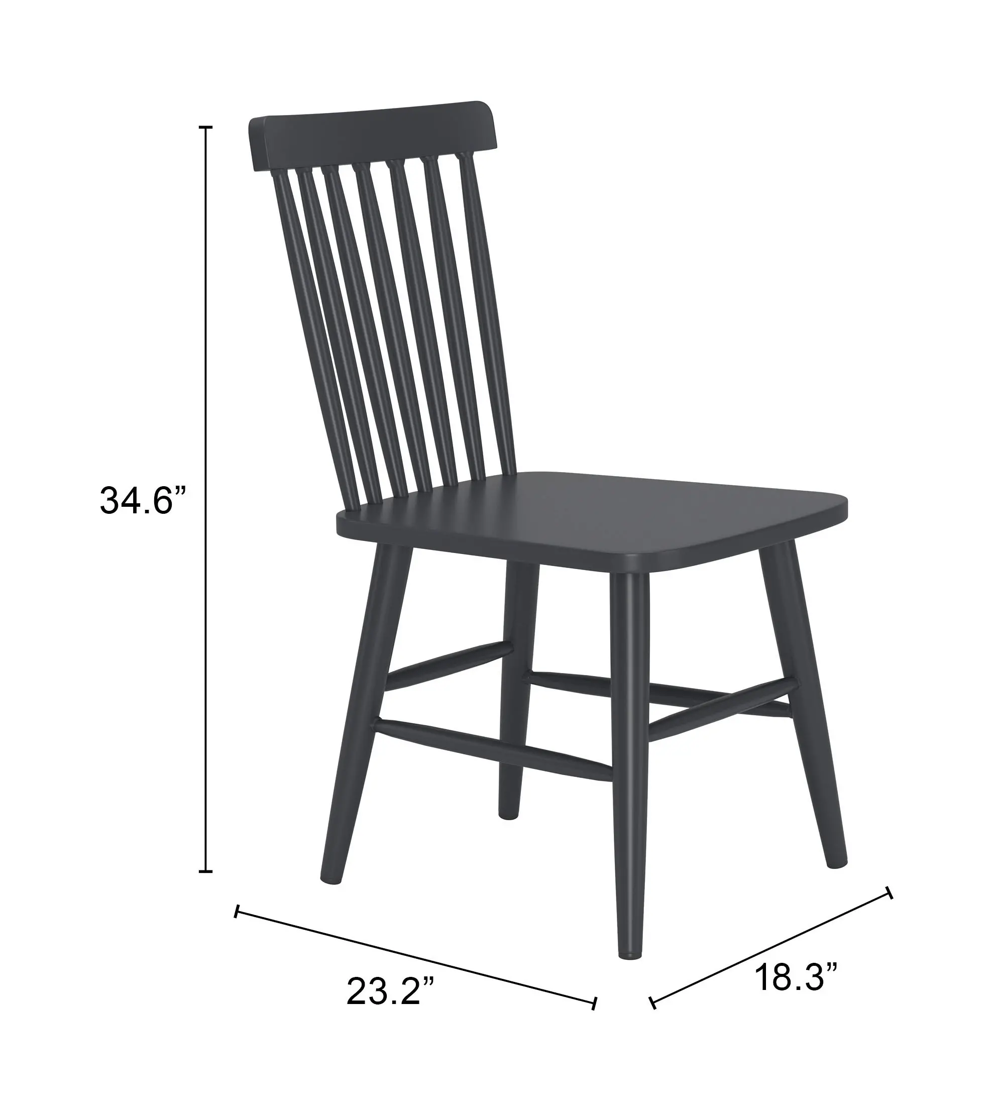 Zeilen Black Metal Patio Dining Chair, Set of 2-6