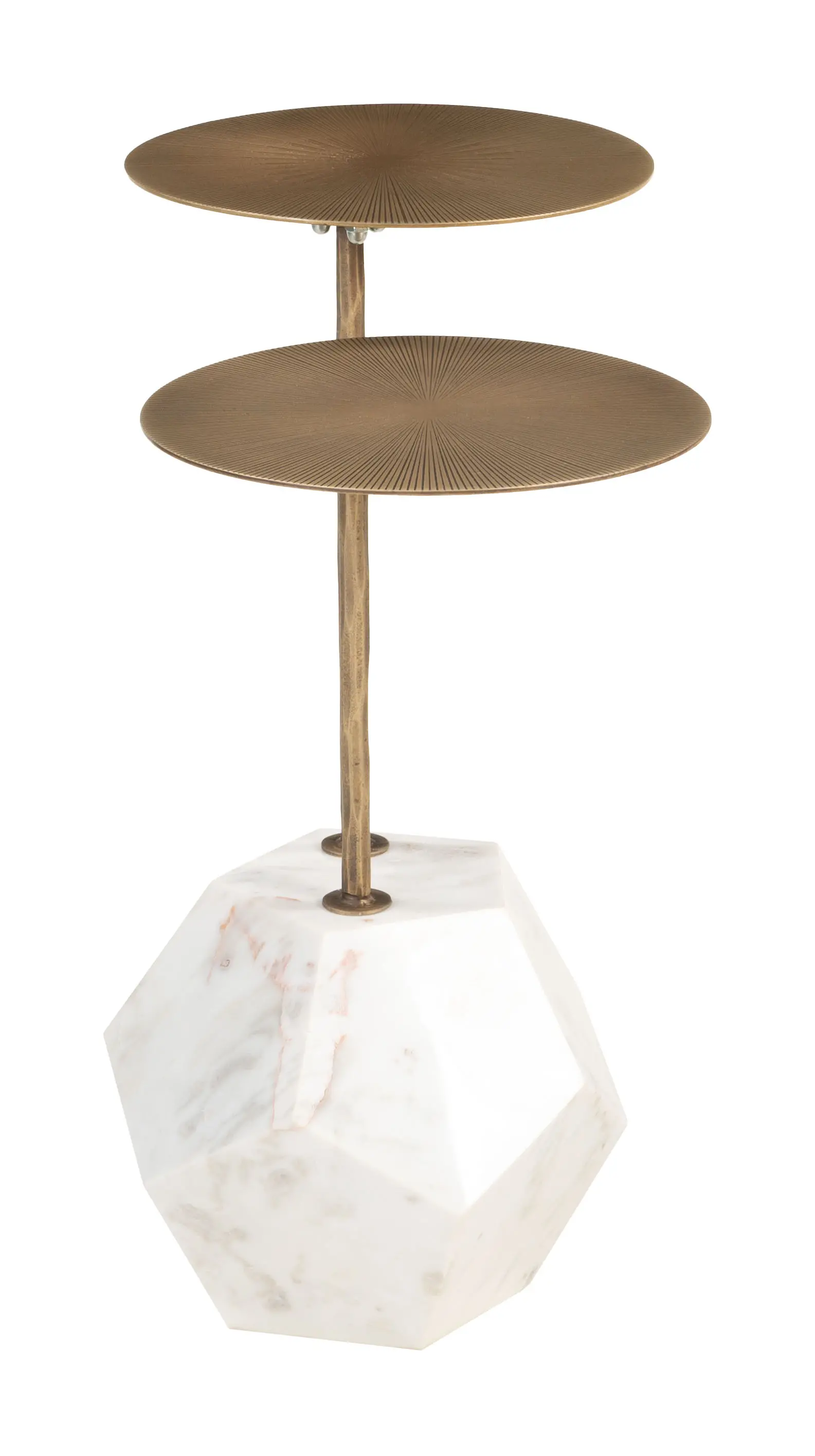 Anten Brass & White Marble Side Table-4