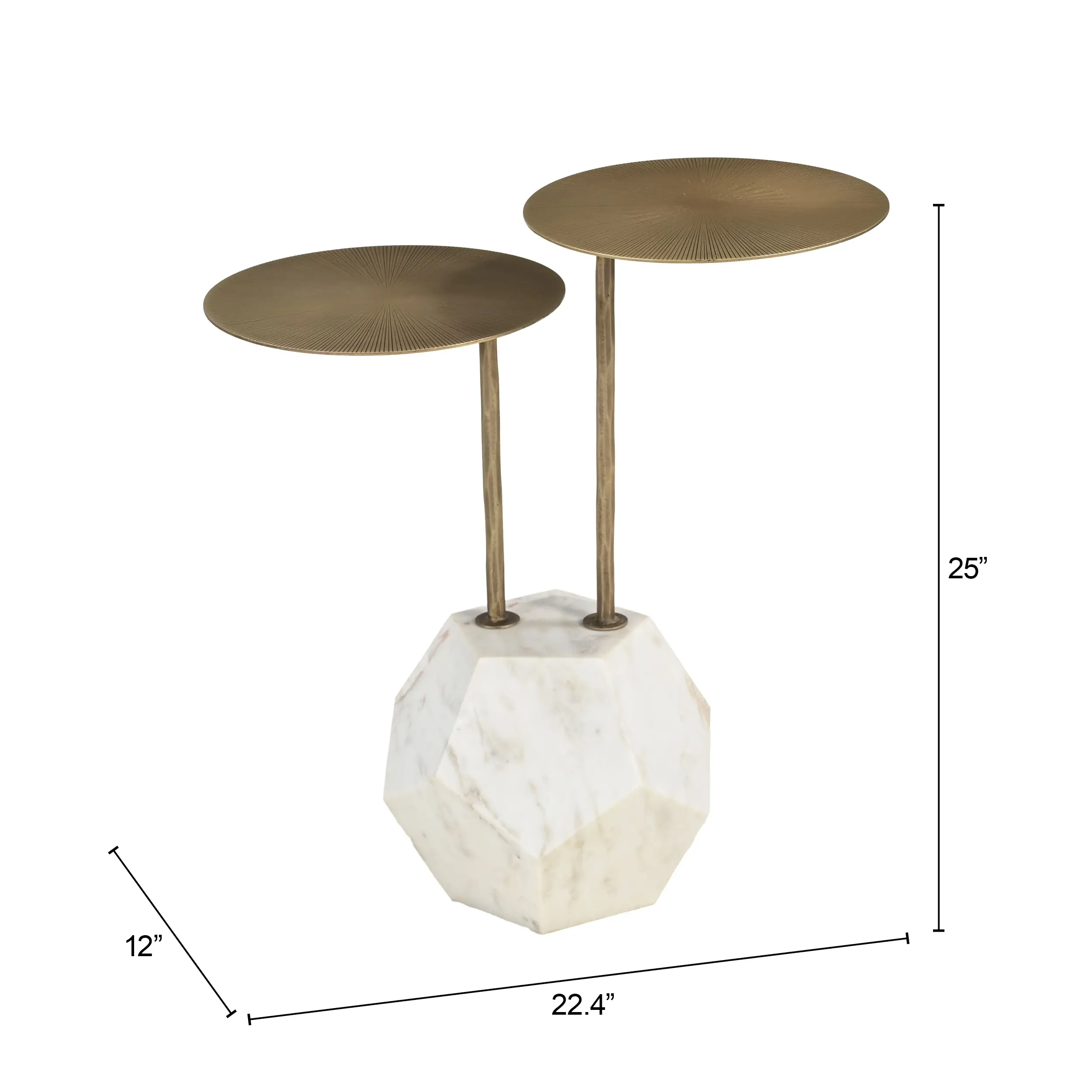 Anten Brass & White Marble Side Table-6