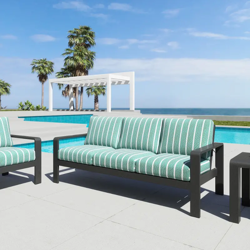 Rolig Green Striped Patio Sofa