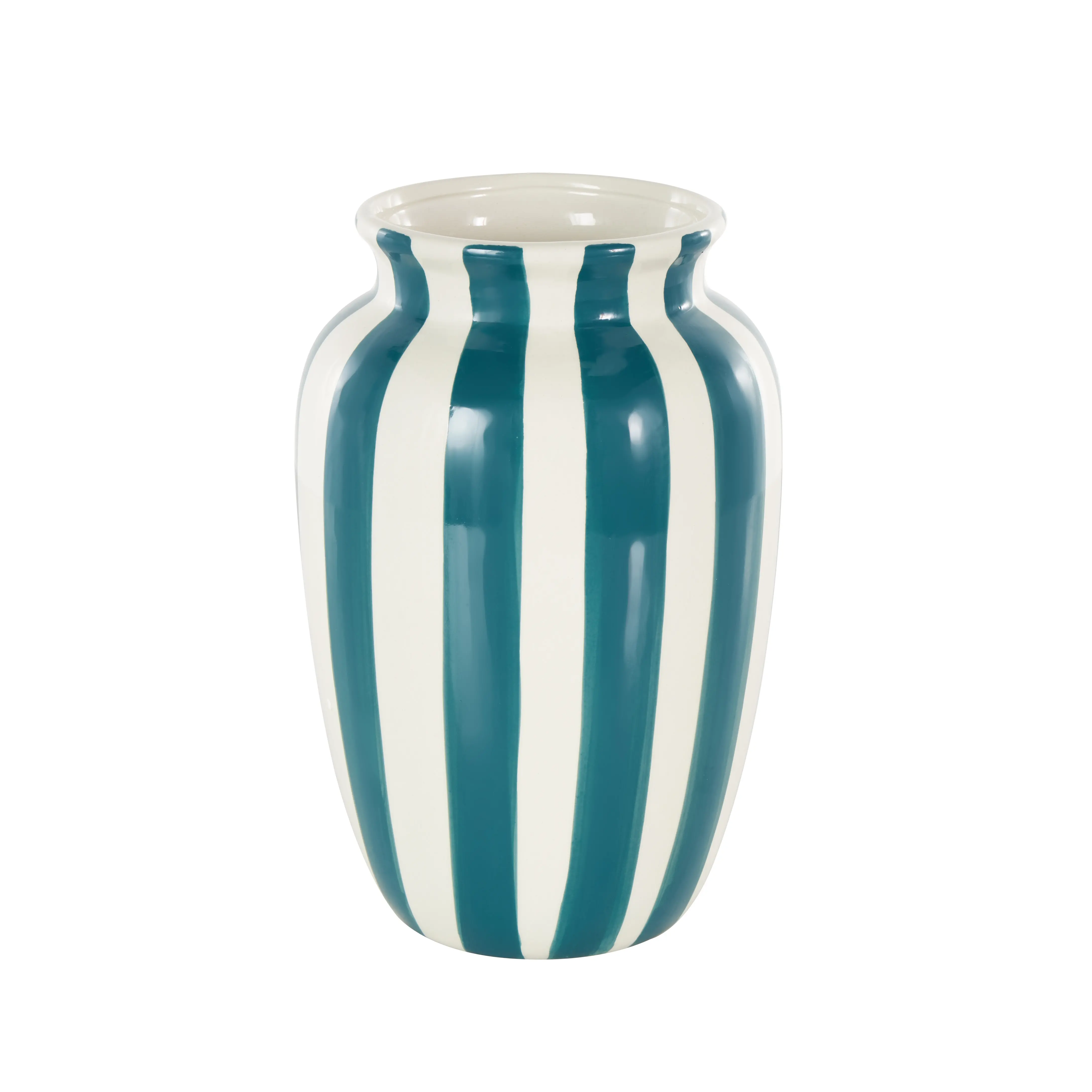 10 Teal Ceramic White Vertical Vase-1