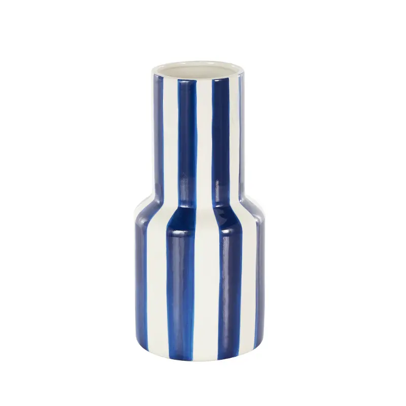 Blue Ceramic Vertacle Stripe Vase