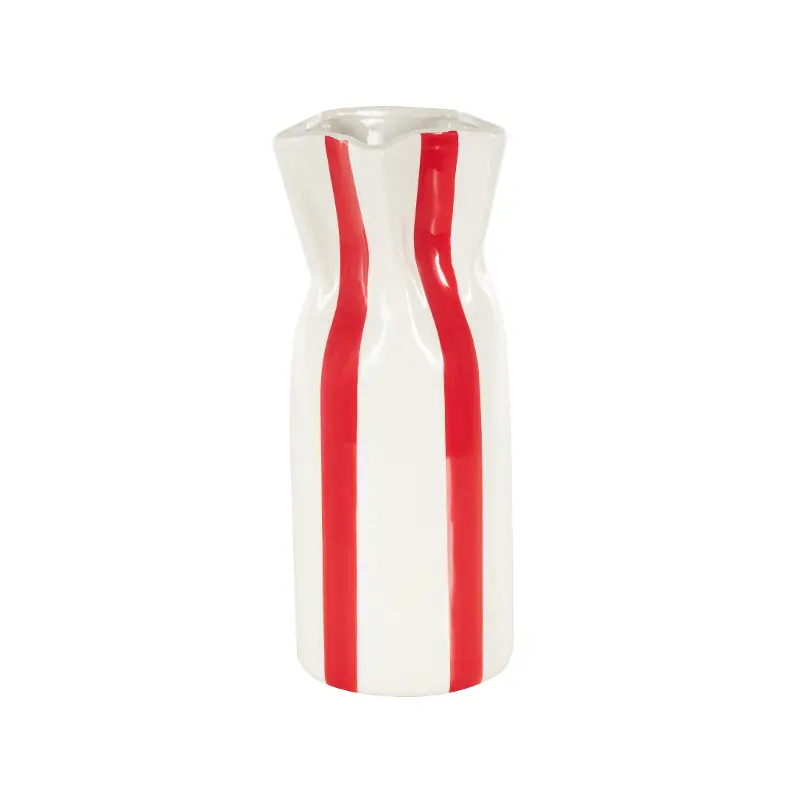 Red Ceramic Striped Vase