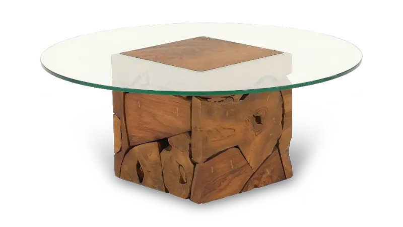 Atlantik Teak Root and Glass Coffee Table