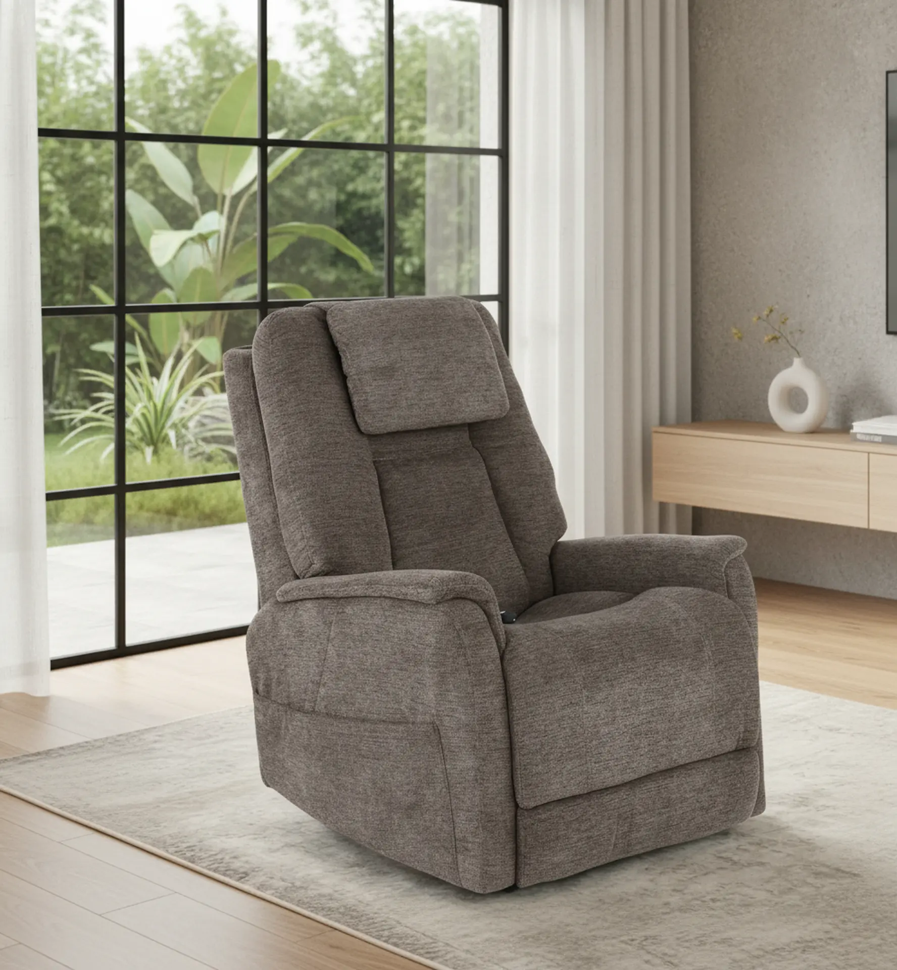 Zecliner 3+ Brown Power Lift Recliner with Heat and Massage-2