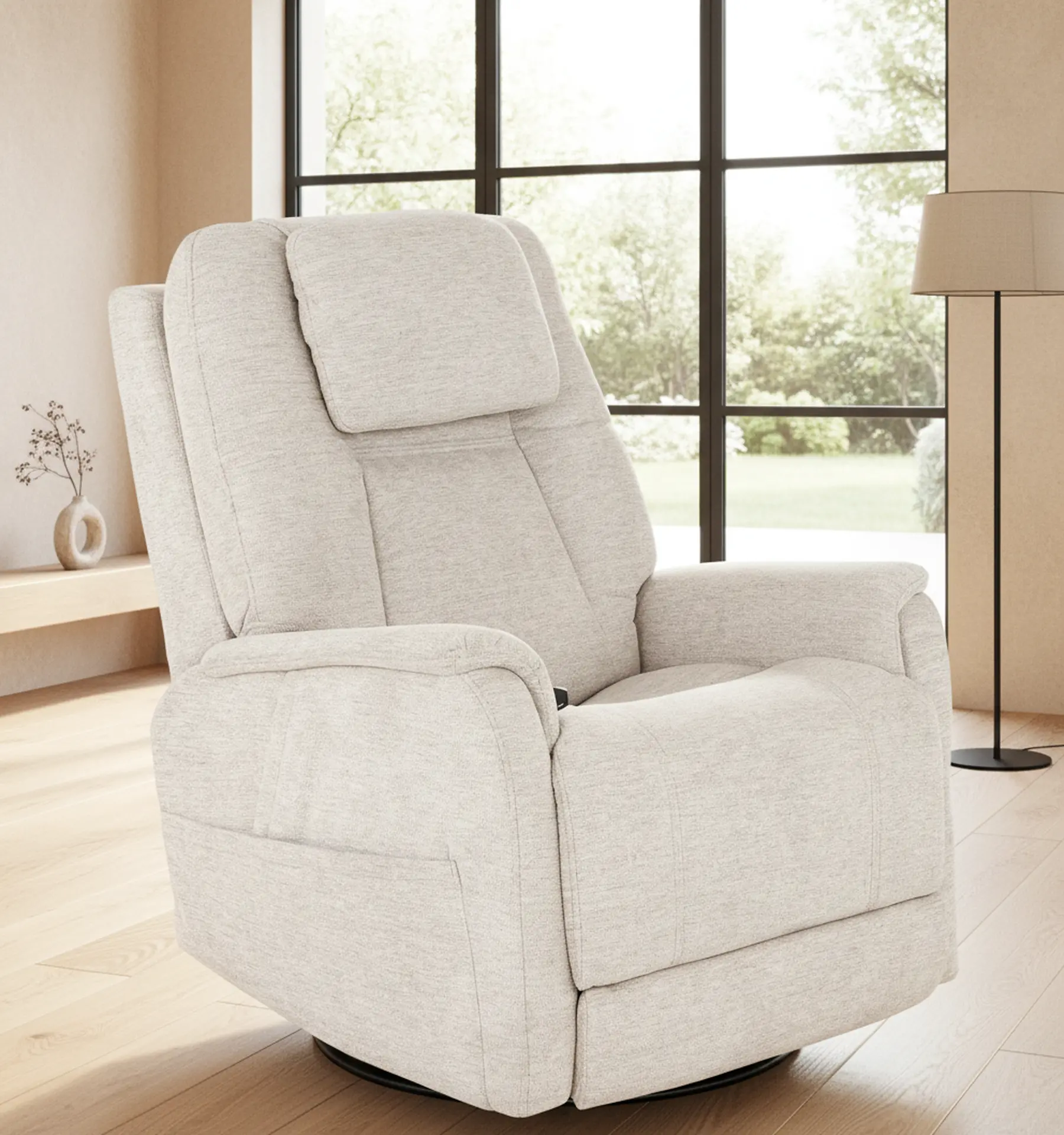Zecliner 3+ Cream Power Rocker Recliner with Heat and Massage-2