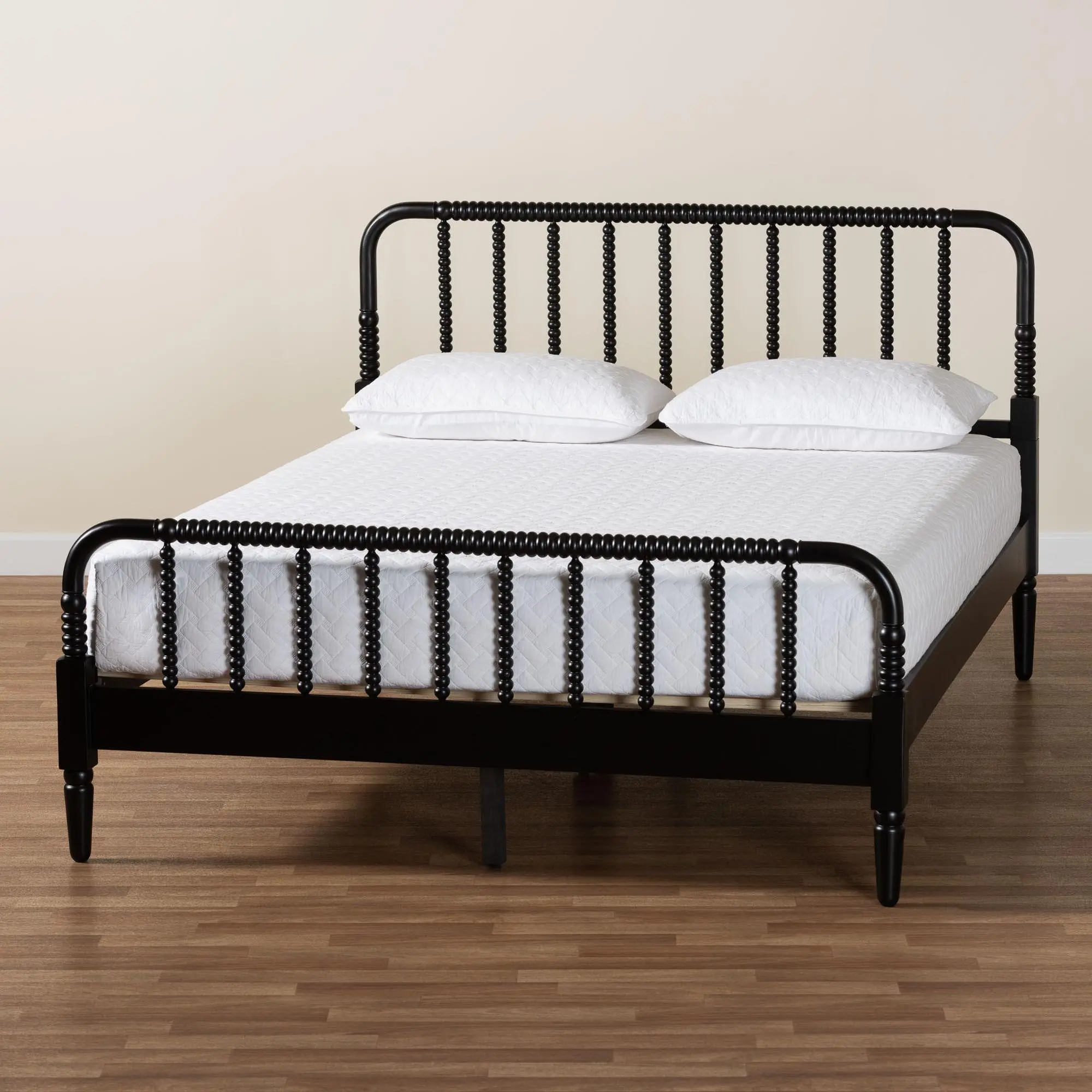 258-14206-RCW Welsh Black Spindle Wood King Platform Bed-2