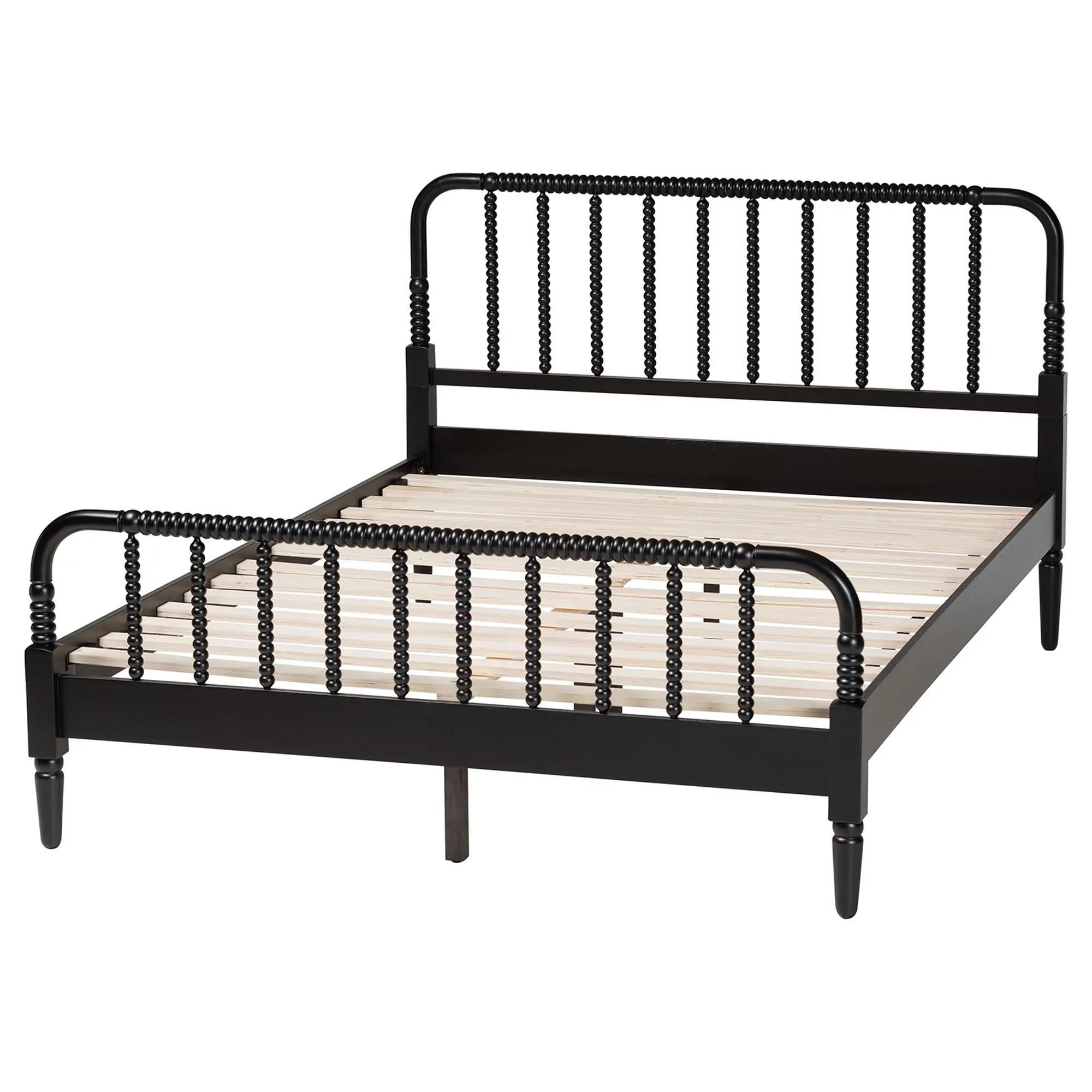 258-14206-RCW Welsh Black Spindle Wood King Platform Bed-5