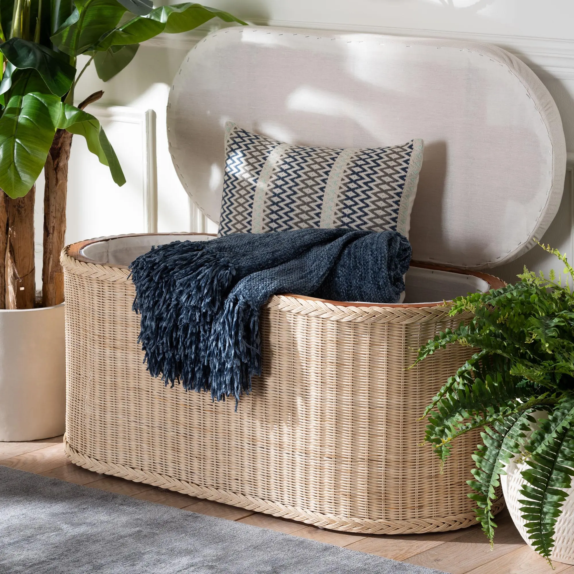 259-14274-RCW Baird Natural Rattan Oval Storage Bench-3