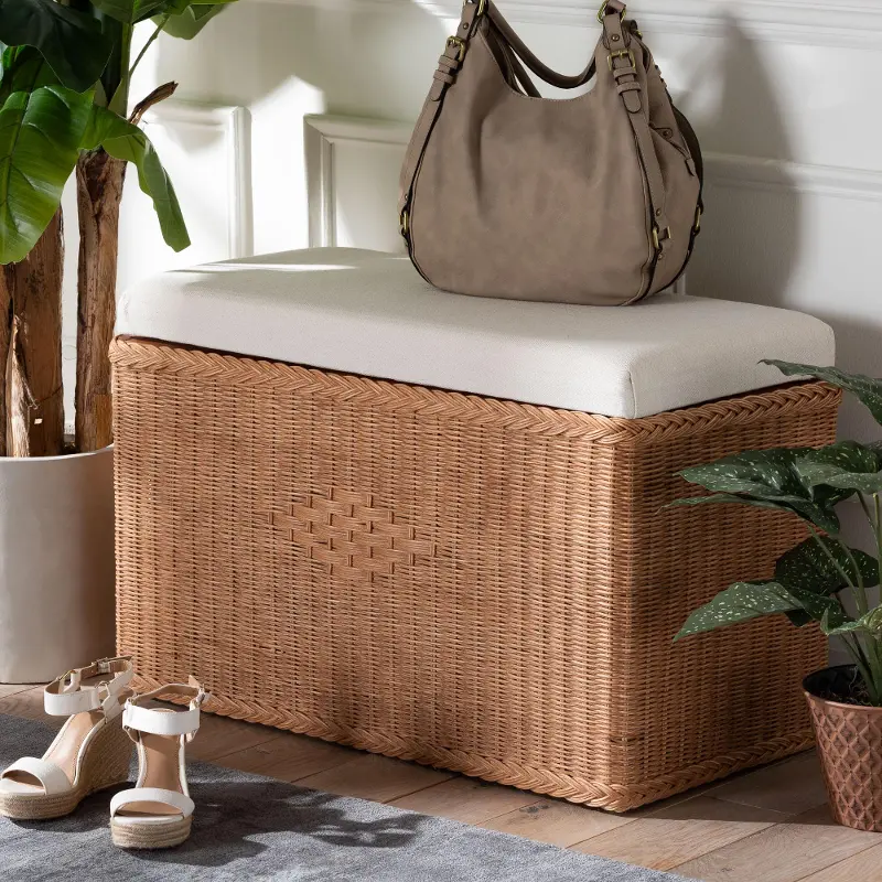 Ronan Natural Rattan Storage Bench