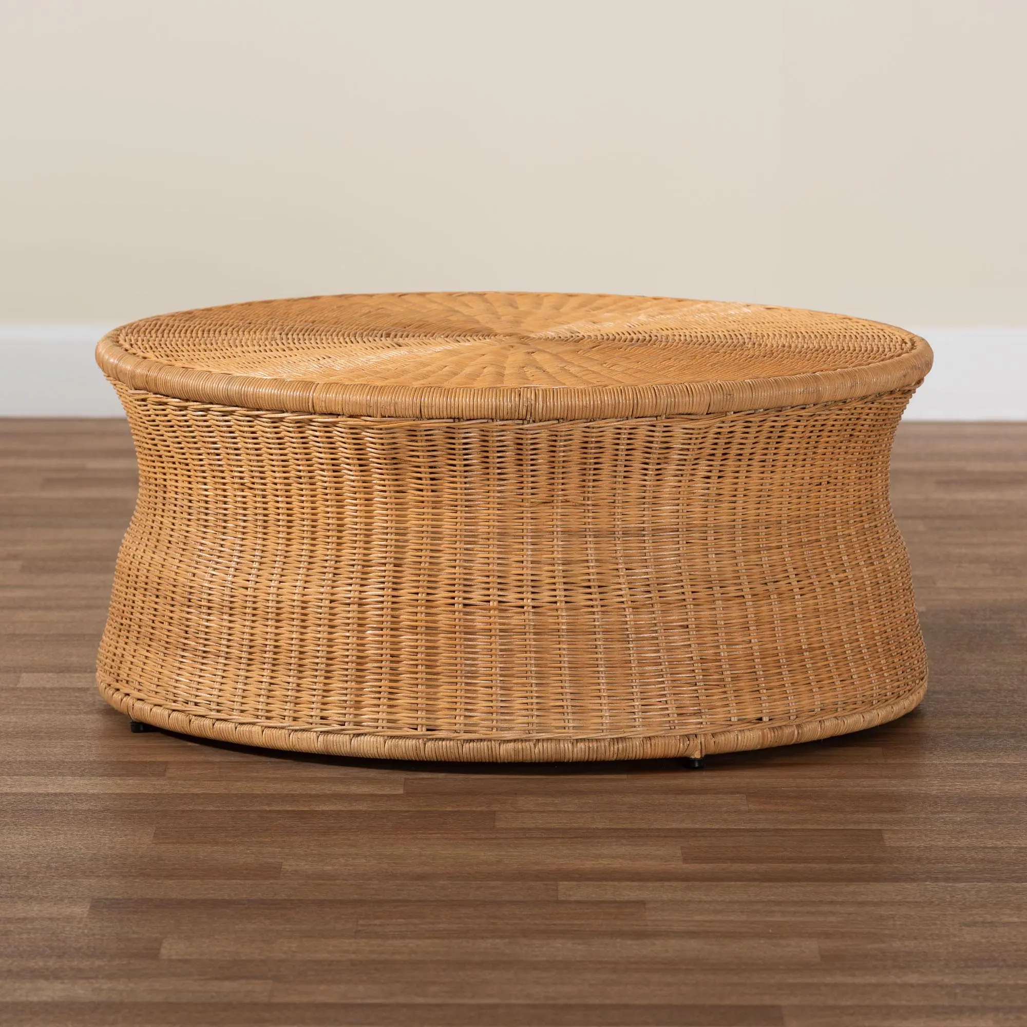 259-14164-RCW Caroline Light Honey Rattan Round Coffee Table-2
