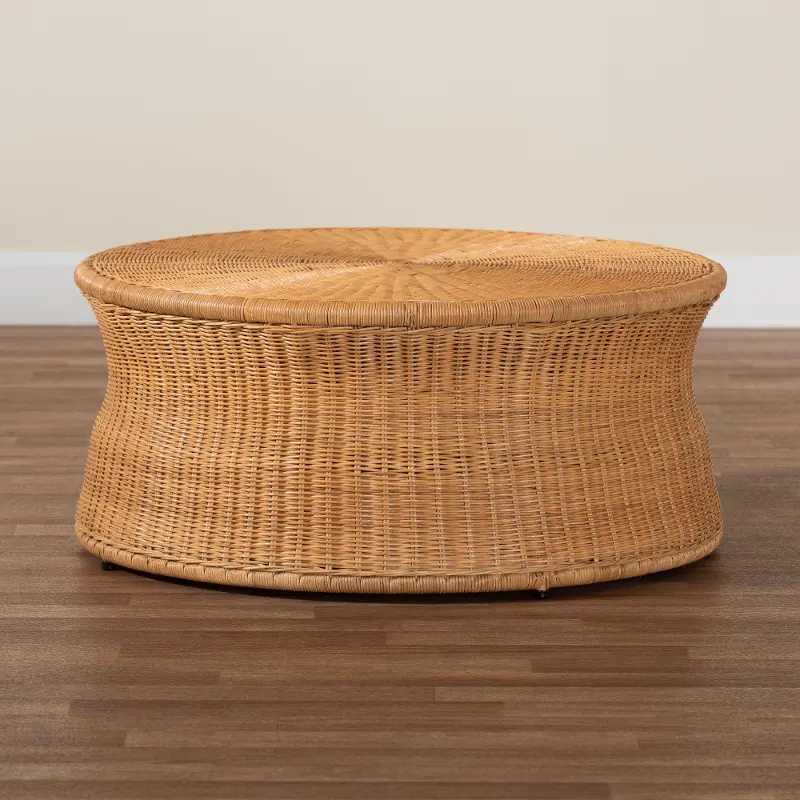 Caroline Light Honey Rattan Round Coffee Table