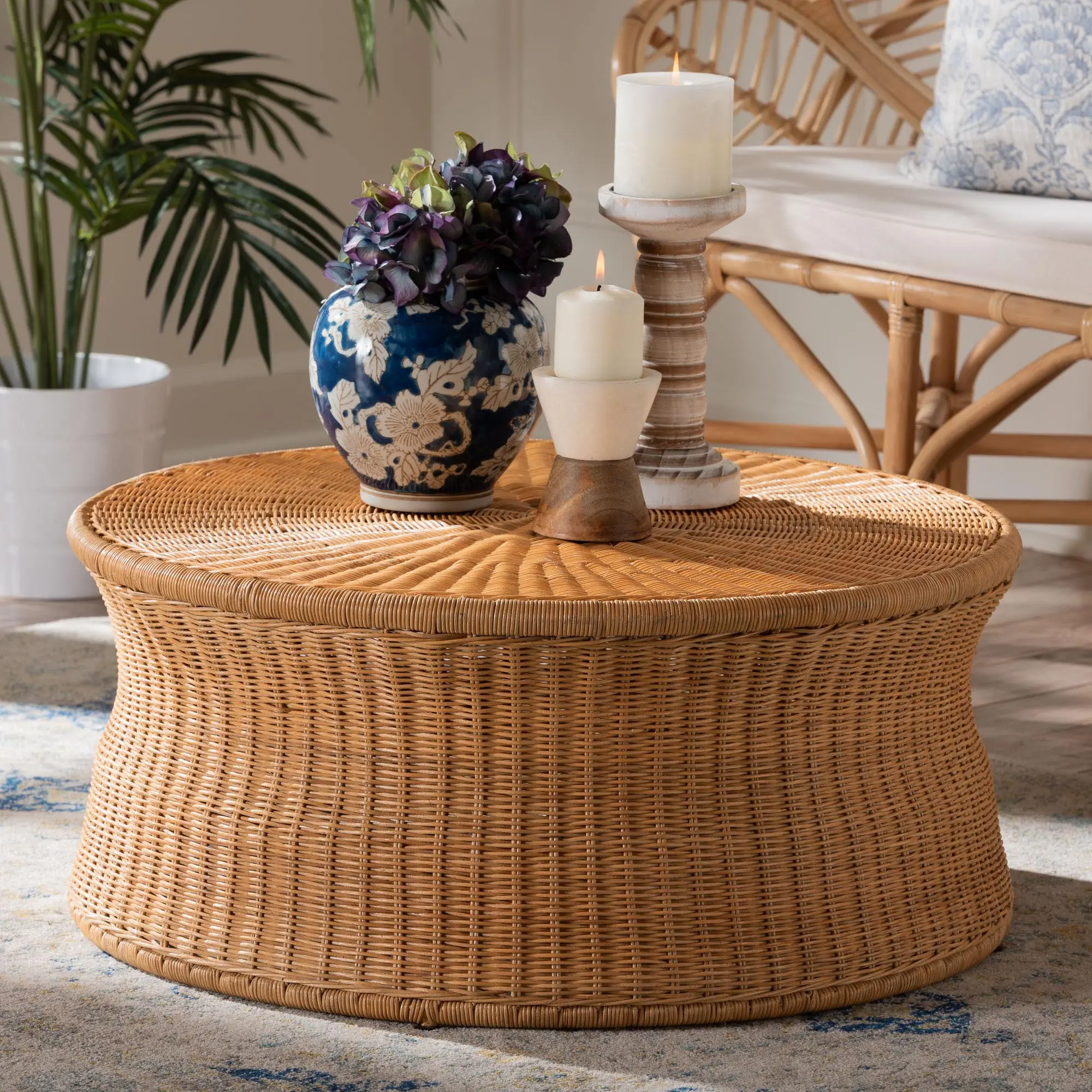 259-14164-RCW Caroline Light Honey Rattan Round Coffee Table-3
