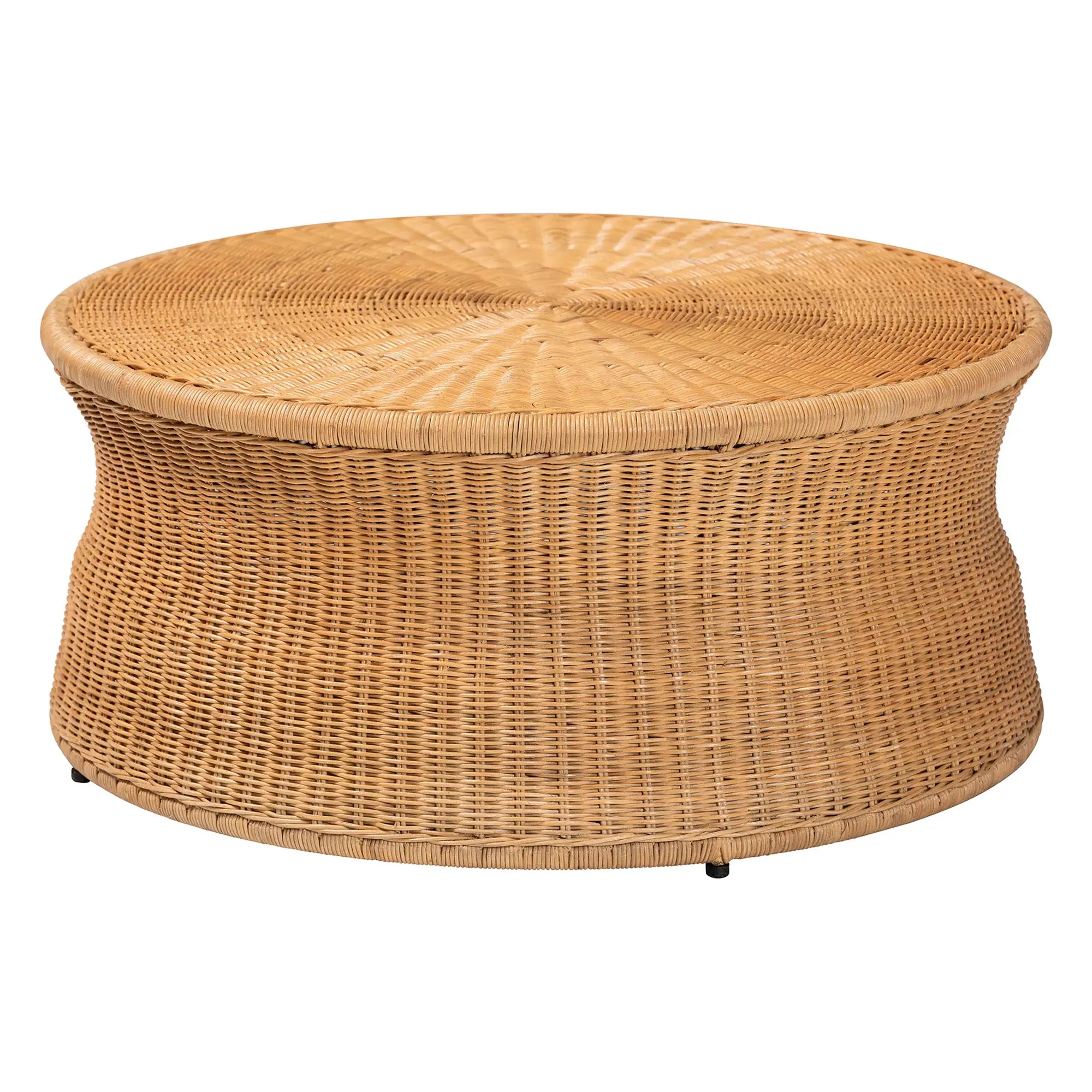259-14164-RCW Caroline Light Honey Rattan Round Coffee Table-1