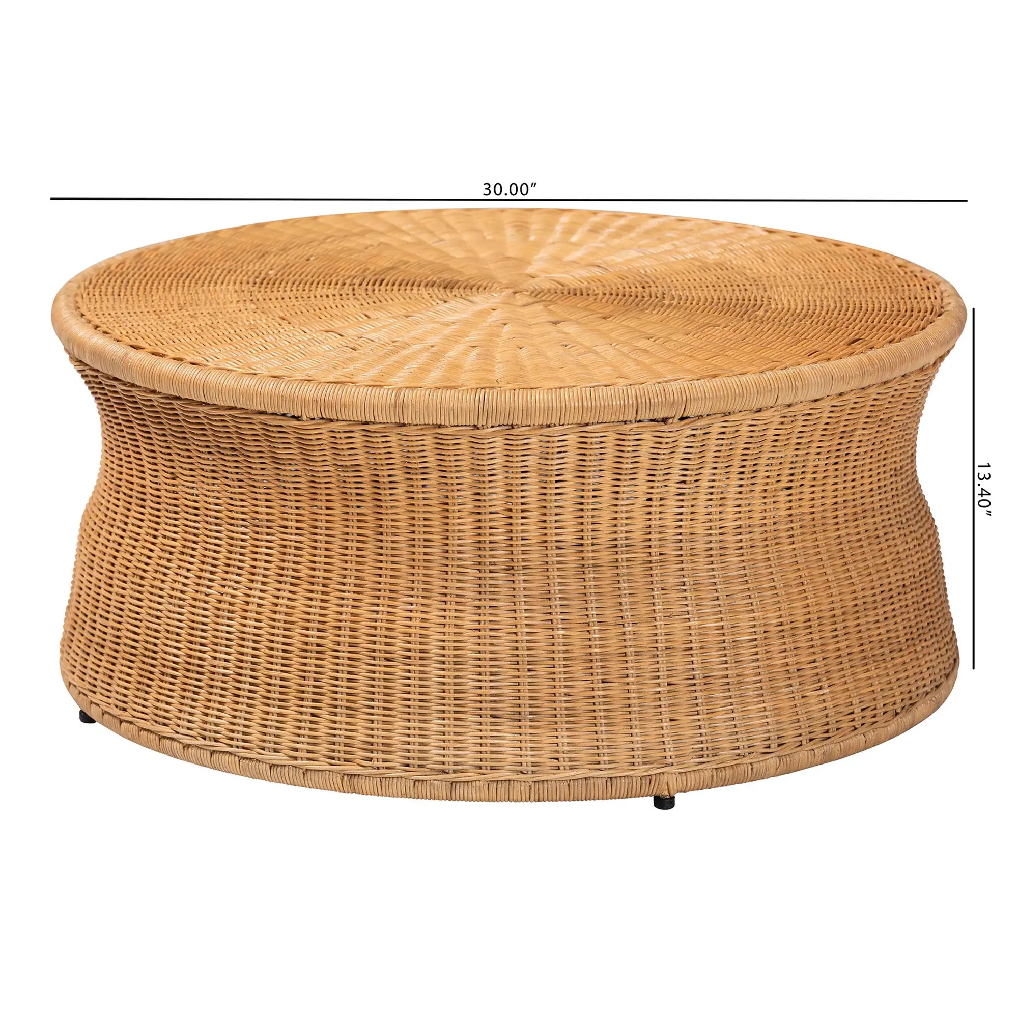 259-14164-RCW Caroline Light Honey Rattan Round Coffee Table-8