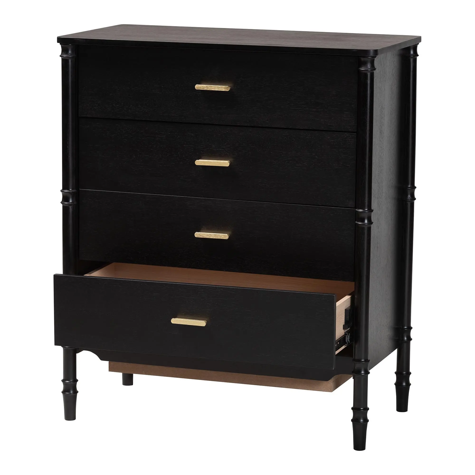 260-14263-RCW Marisela Black Wood Chest of Drawers-4