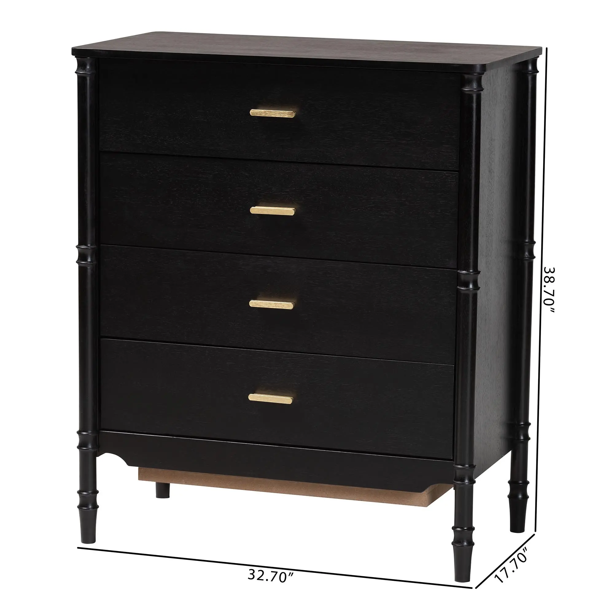 260-14263-RCW Marisela Black Wood Chest of Drawers-8