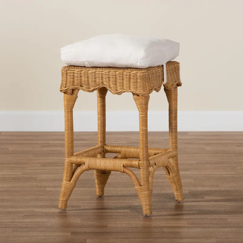 Maya Scallop Honey Rattan Counter Stool