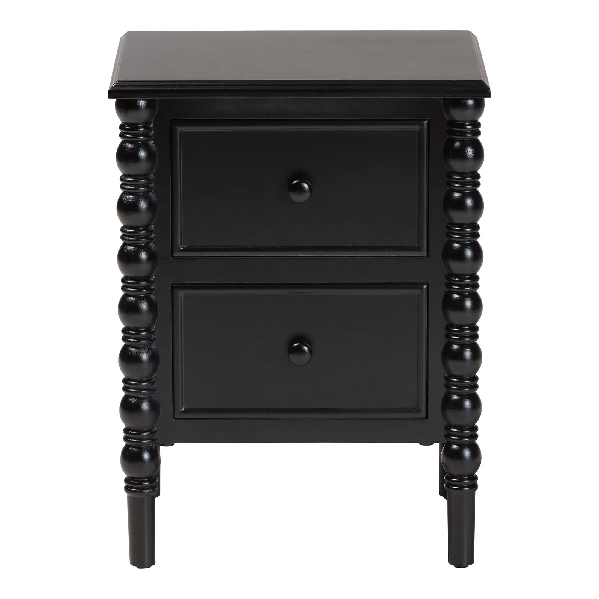 253-14065-RCW Milena Classic Black Wood 2-Drawer End Table with Spindle Legs-2