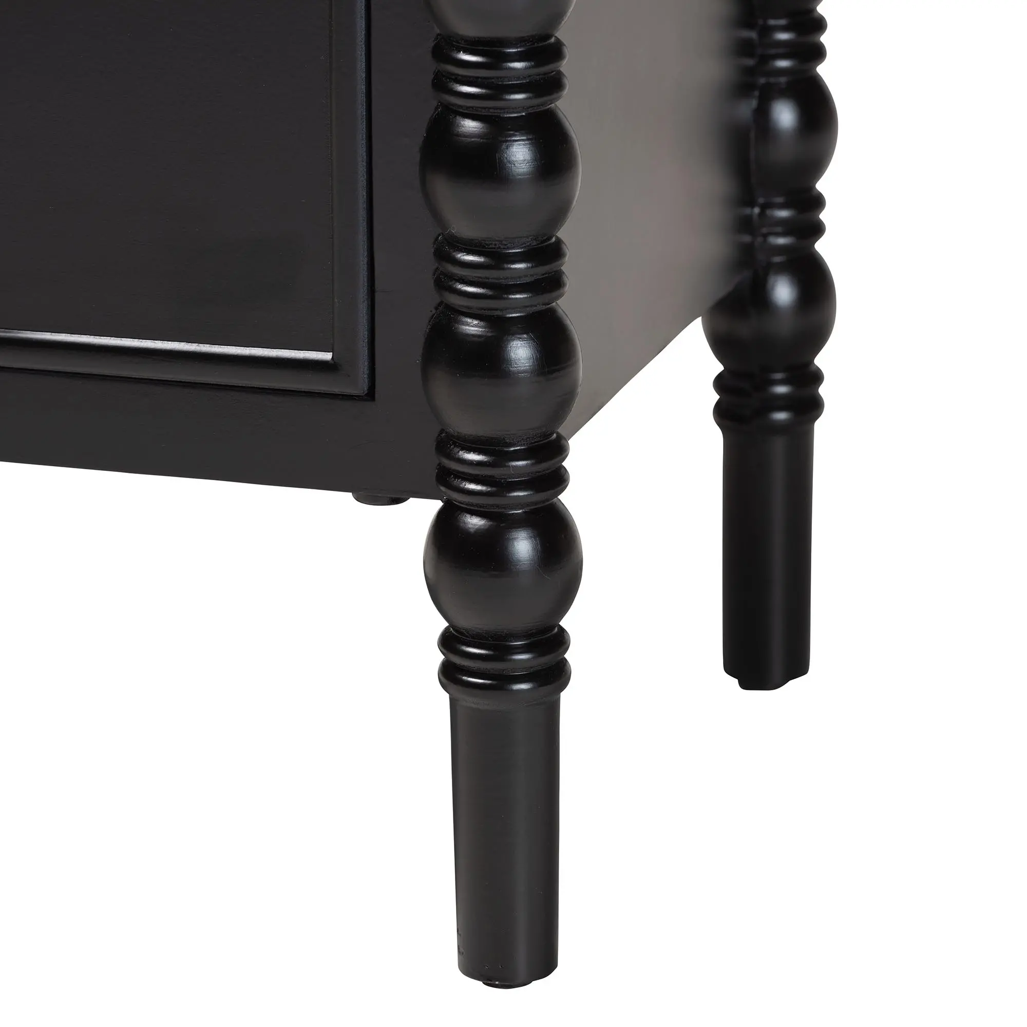 253-14065-RCW Milena Classic Black Wood 2-Drawer End Table with Spindle Legs-8