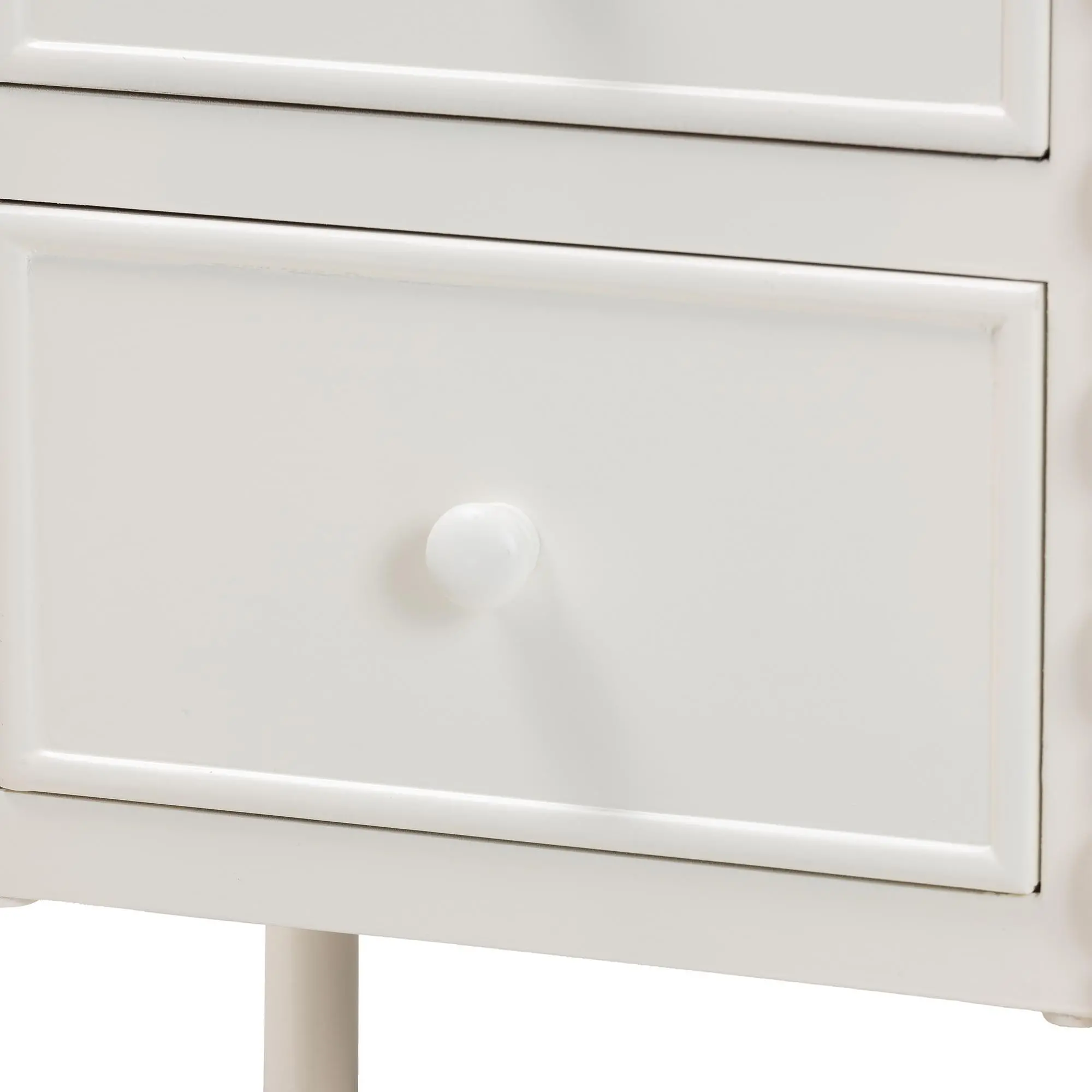 253-14064-RCW Milena Classic White Wood 2-Drawer End Table with Spindle Legs-7