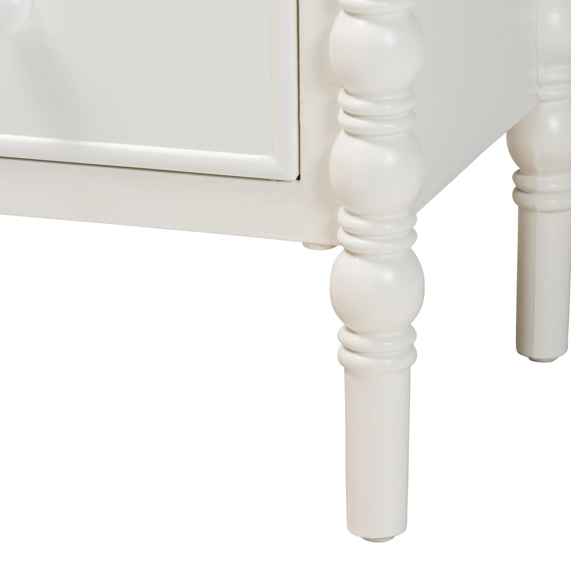 253-14064-RCW Milena Classic White Wood 2-Drawer End Table with Spindle Legs-8