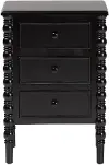 253-14067-RCW Milena Classic Black Wood 3-Drawer End Table with Spindle Legs