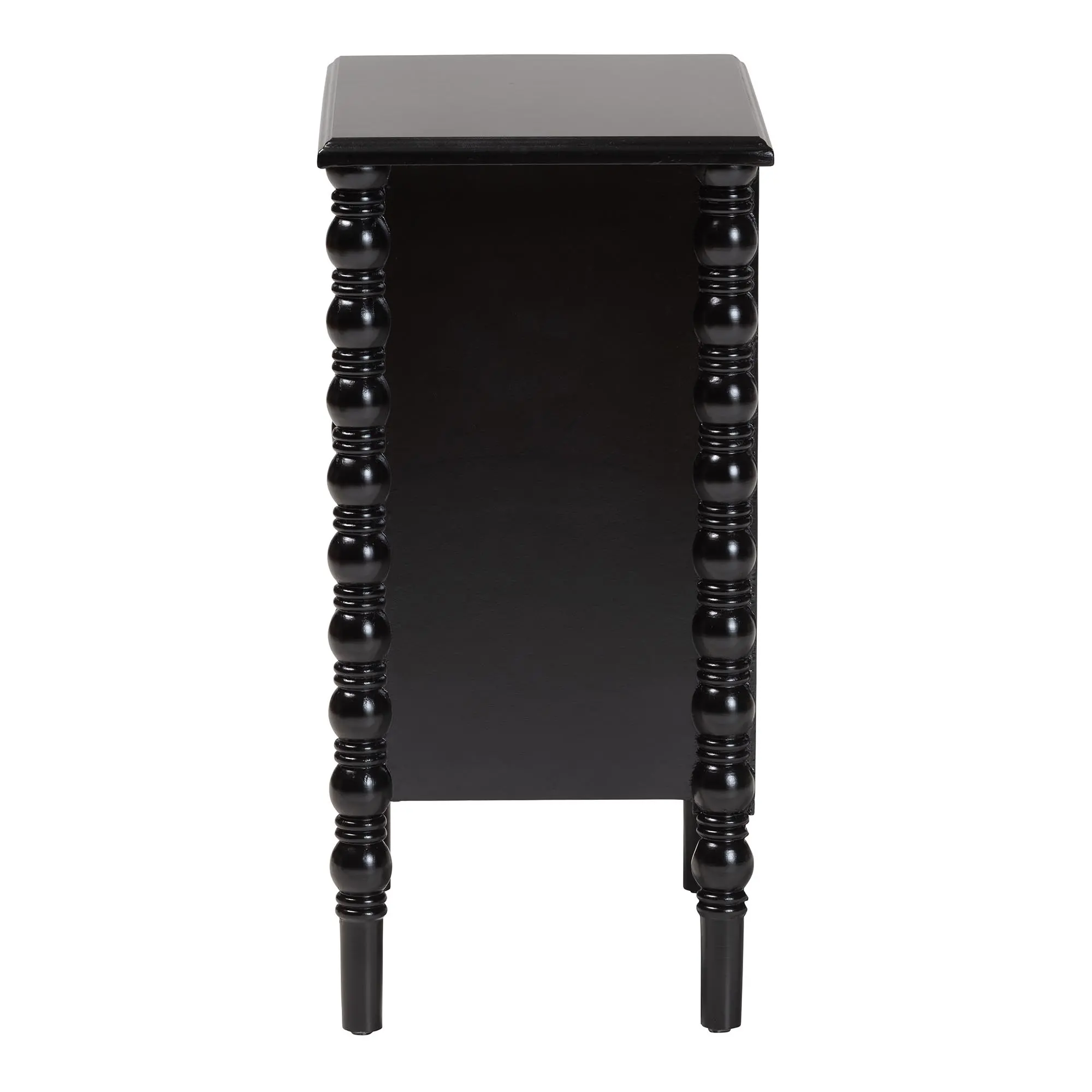 253-14067-RCW Milena Classic Black Wood 3-Drawer End Table with Spindle Legs-5