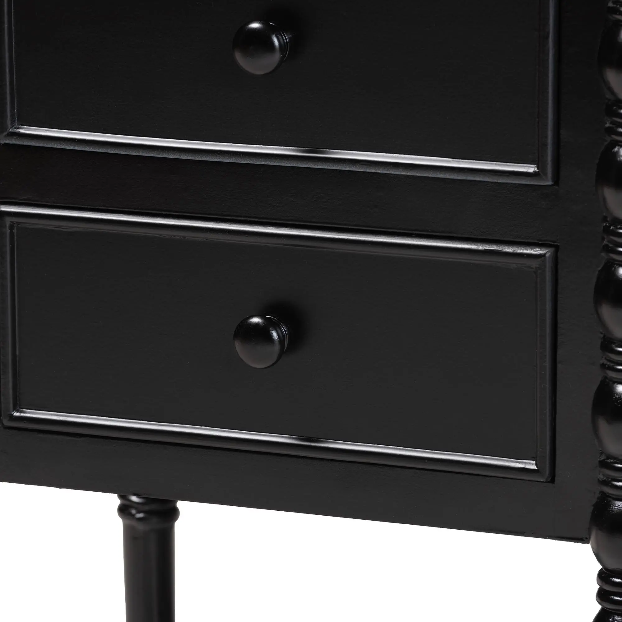 253-14067-RCW Milena Classic Black Wood 3-Drawer End Table with Spindle Legs-7